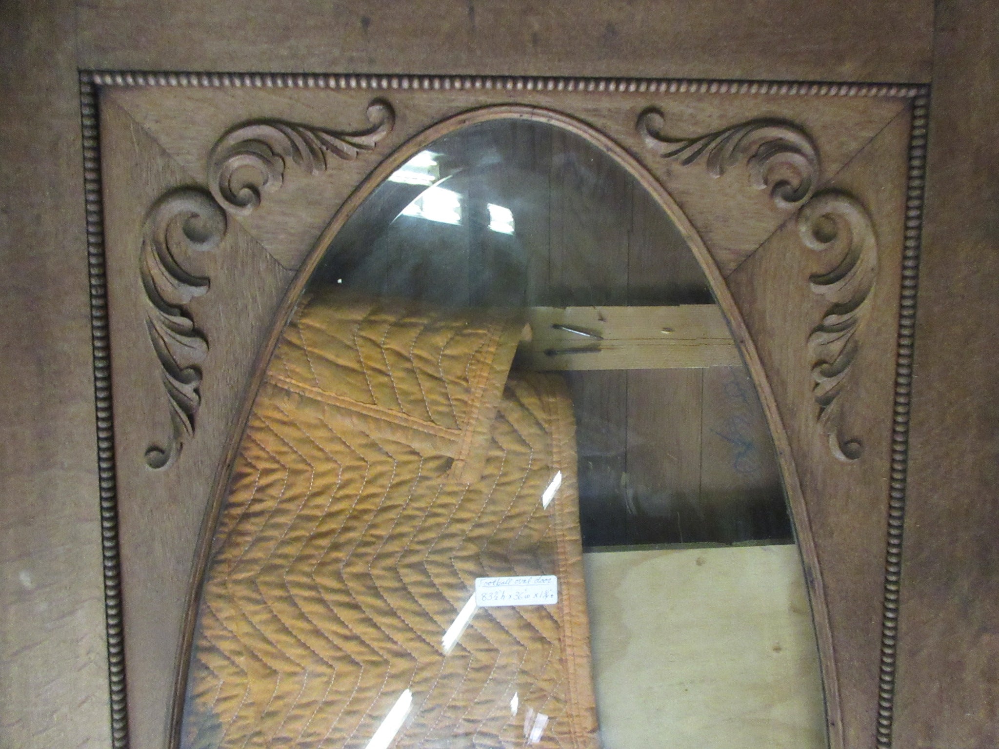 Vintage Oak Entry Door with Oval Glass 83 1/2"