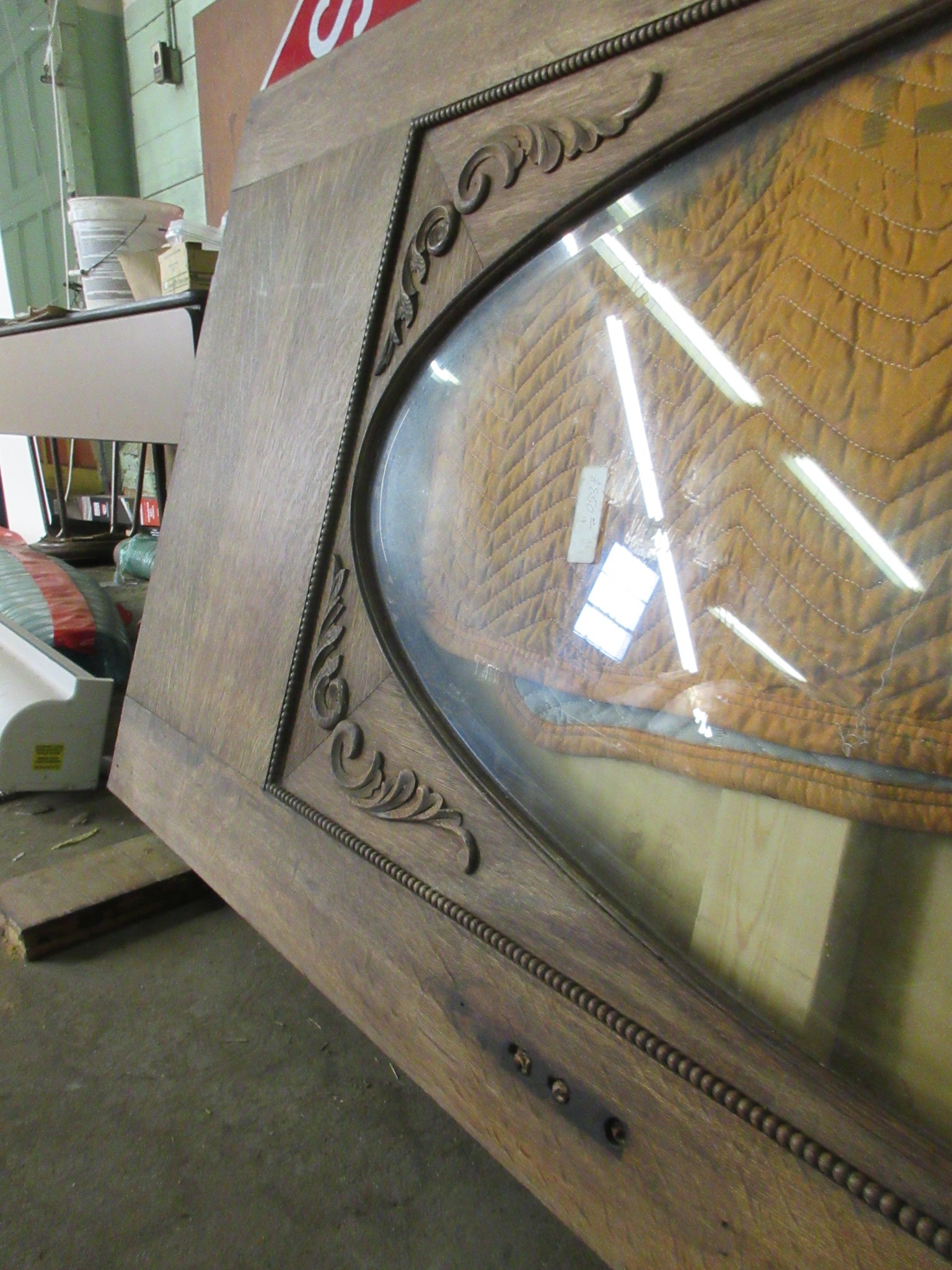 Vintage Oak Entry Door with Oval Glass 83 1/2"