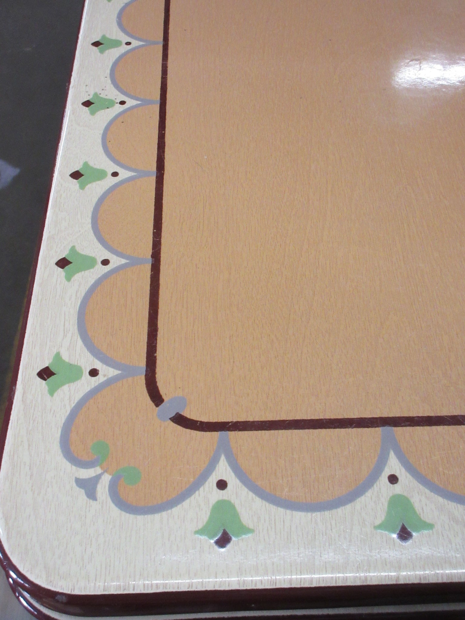 Vintage Enameled Metal Top Draw Leaf Dining Table