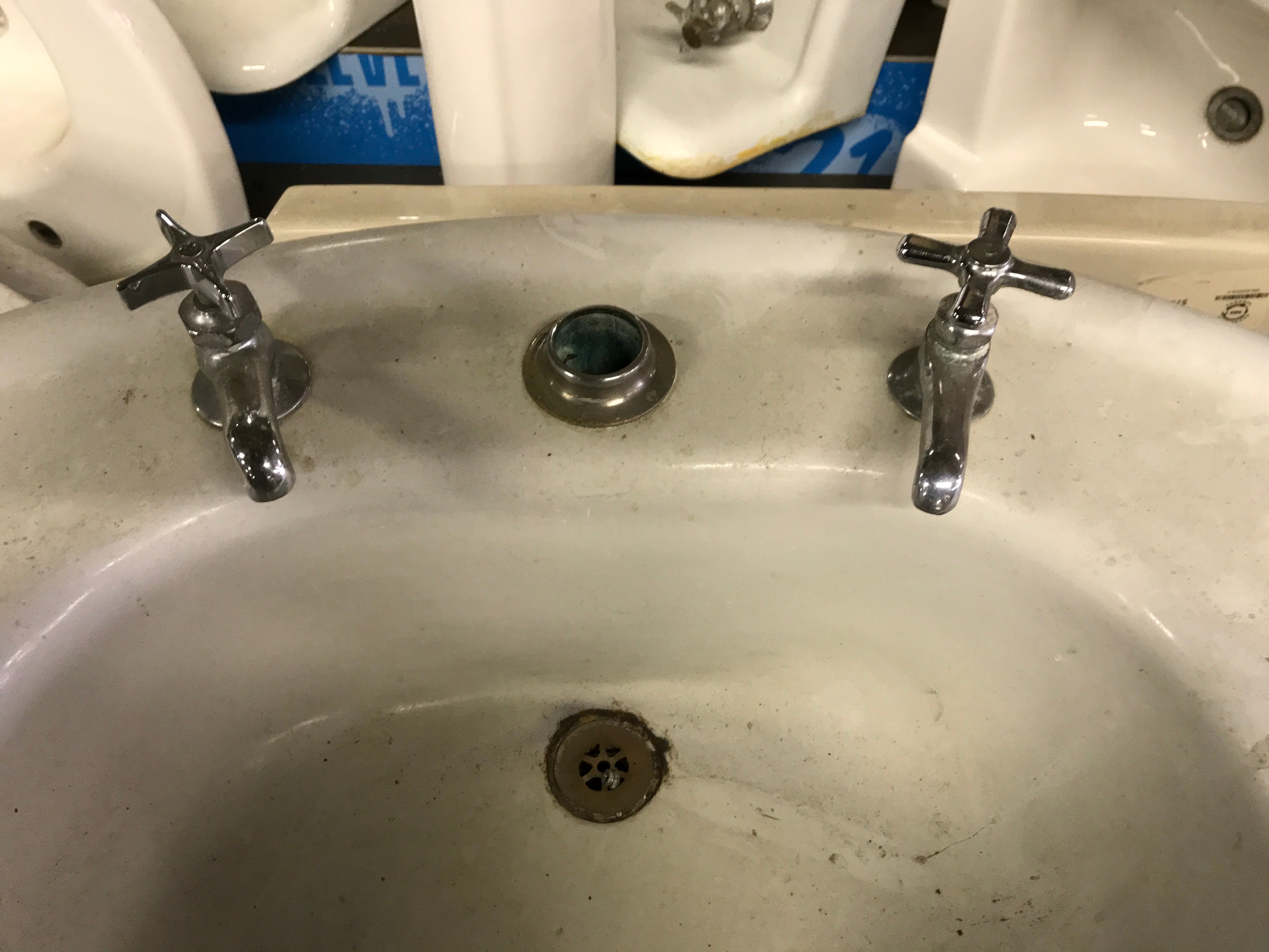 Vintage Pedestal Sink with Fluted Base- Oval 33"W