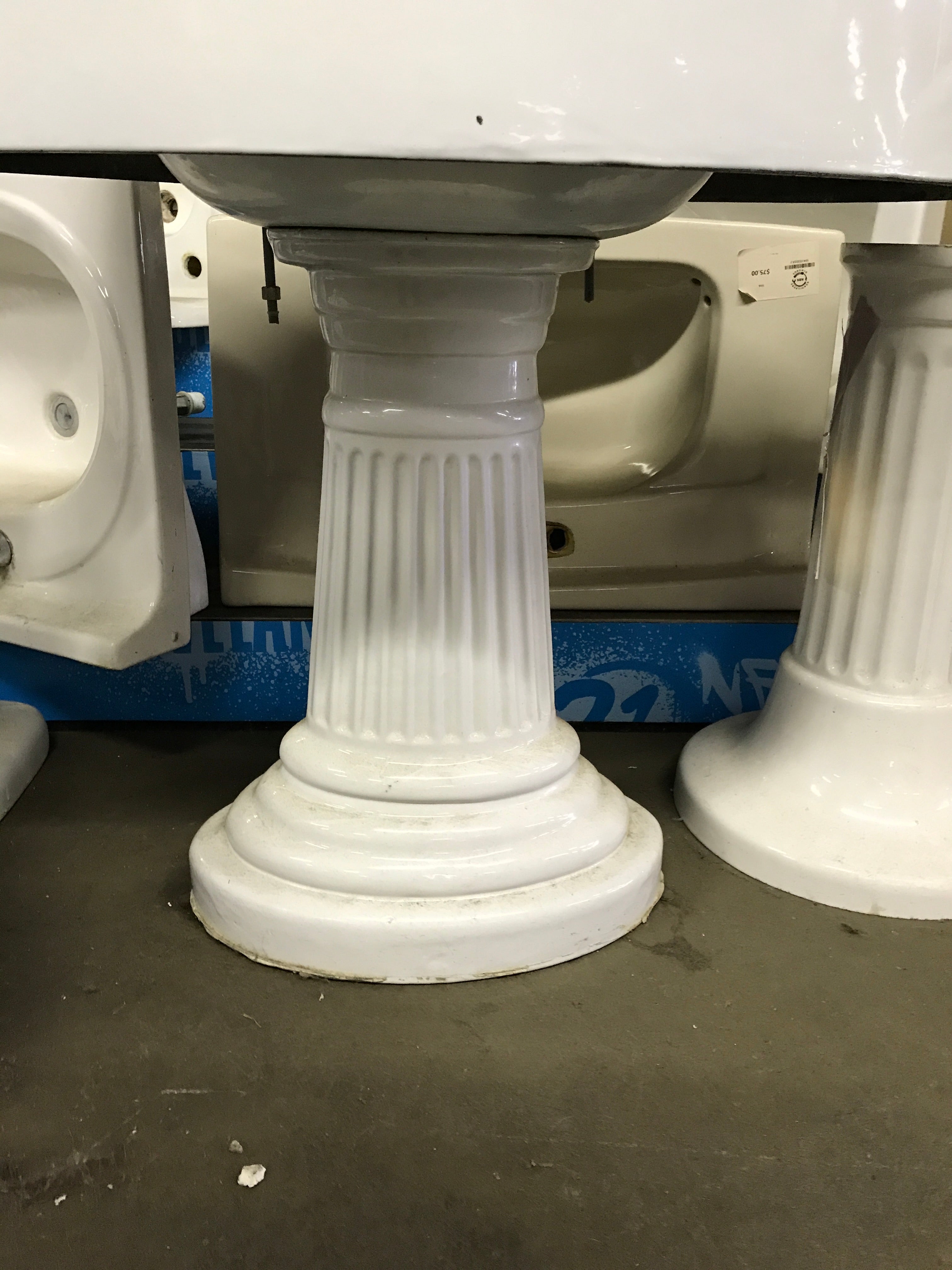 Vintage Pedestal Sink with Fluted Base- Oval 33"W