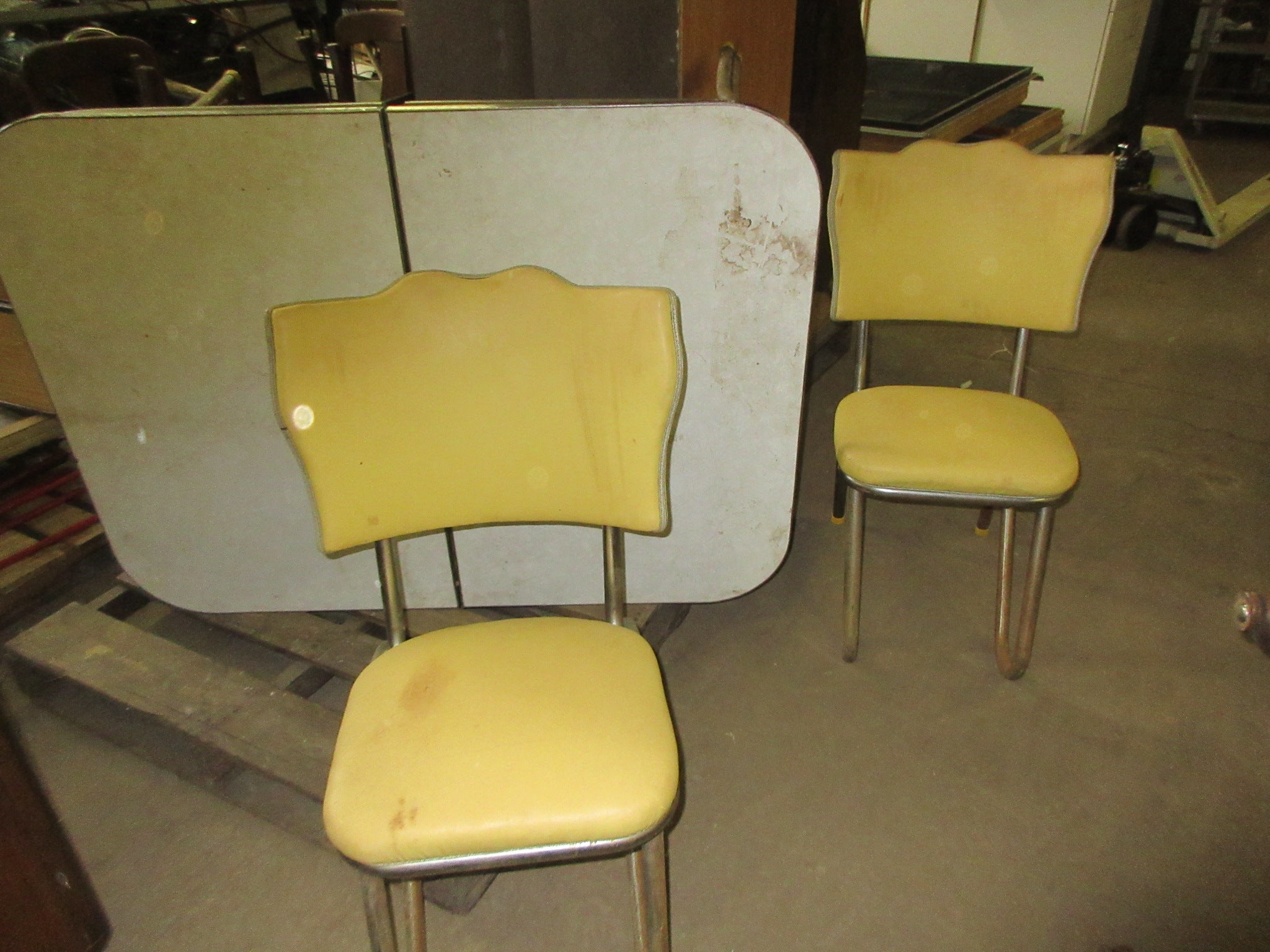 Vintage Kitchen Table with Two Vinyl Chairs