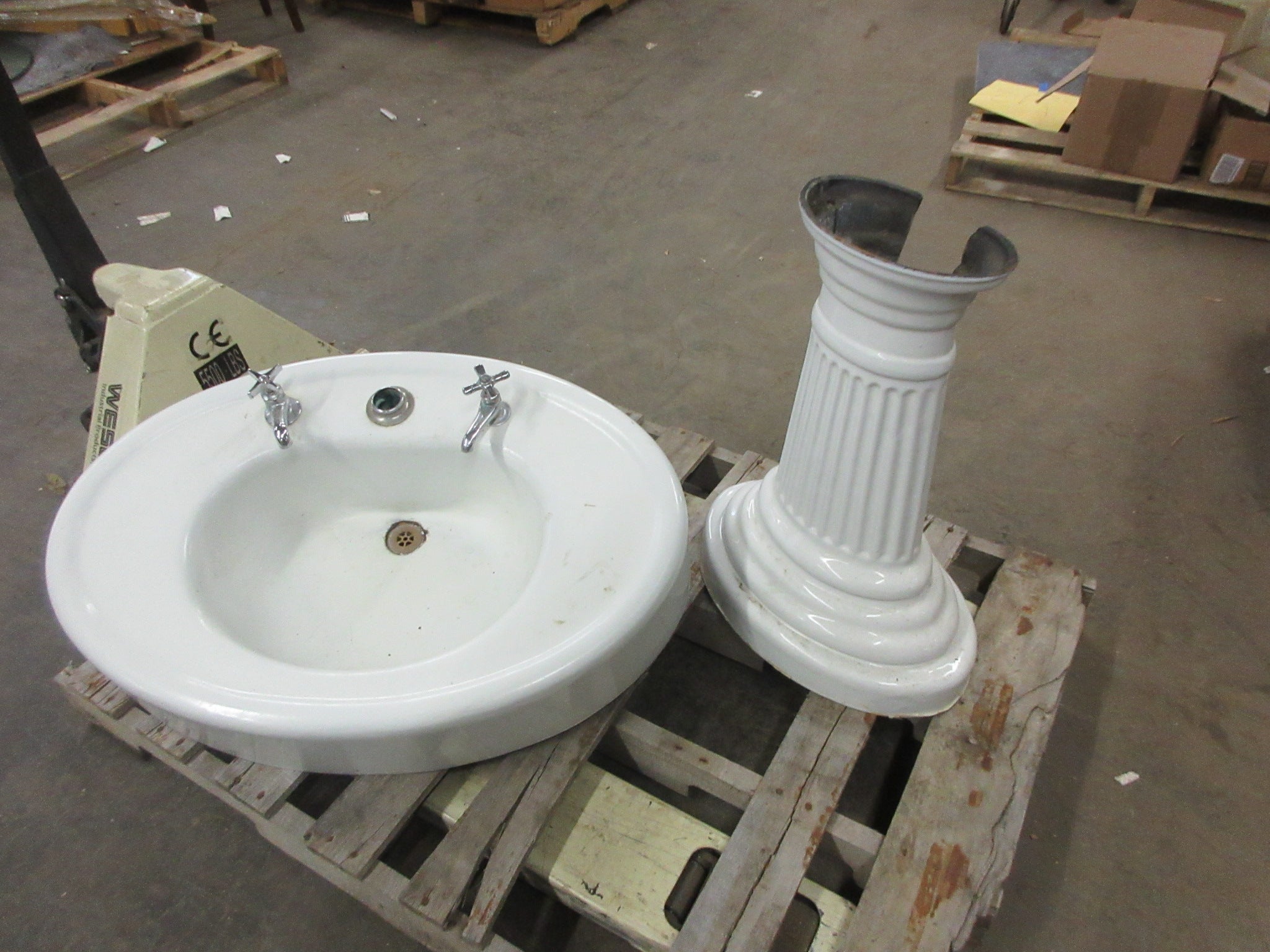 Vintage Pedestal Sink with Fluted Base- Oval 33"W