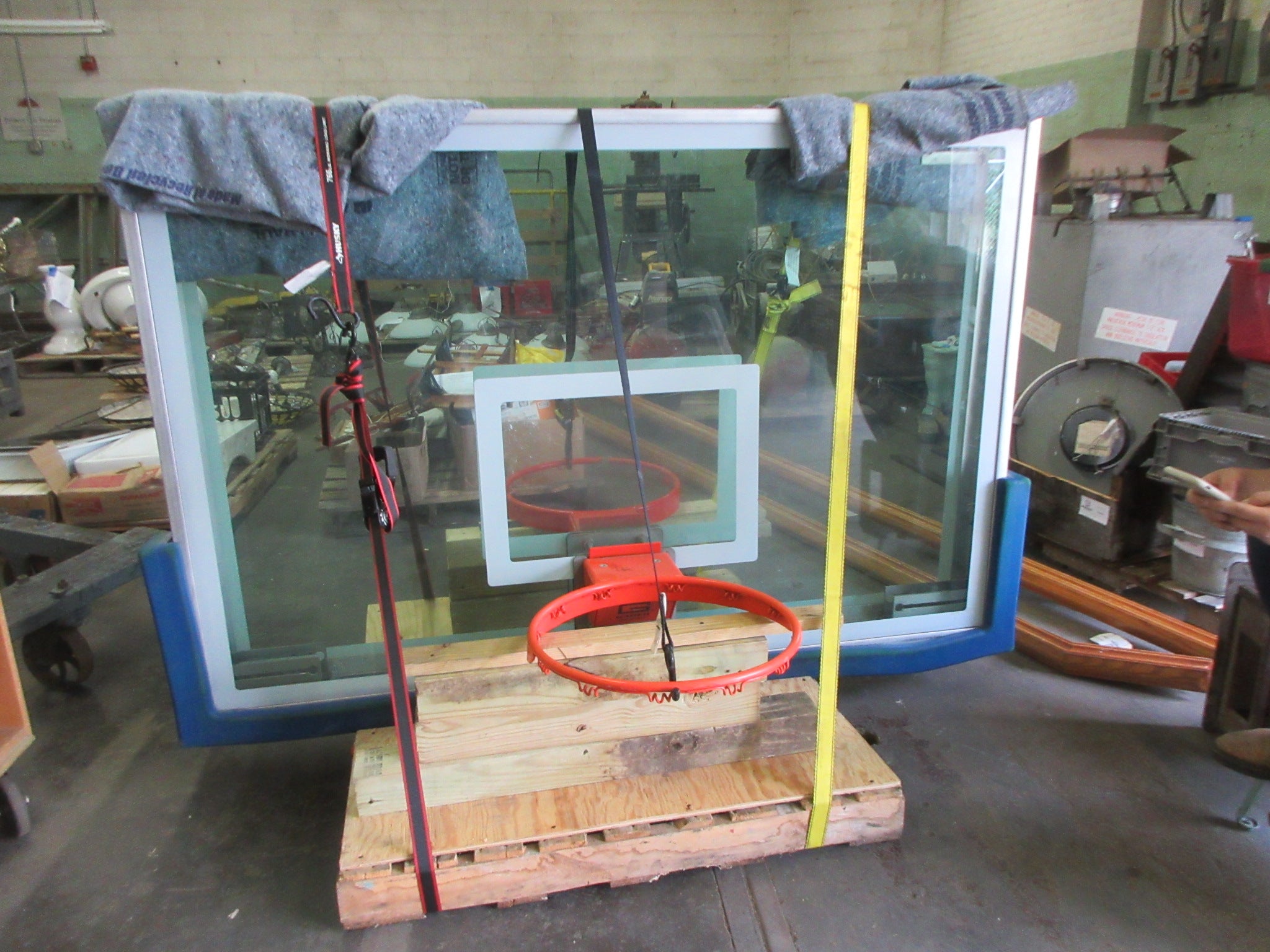 Basketball and Hoop - Glass Backboard. 72”w x 50” h