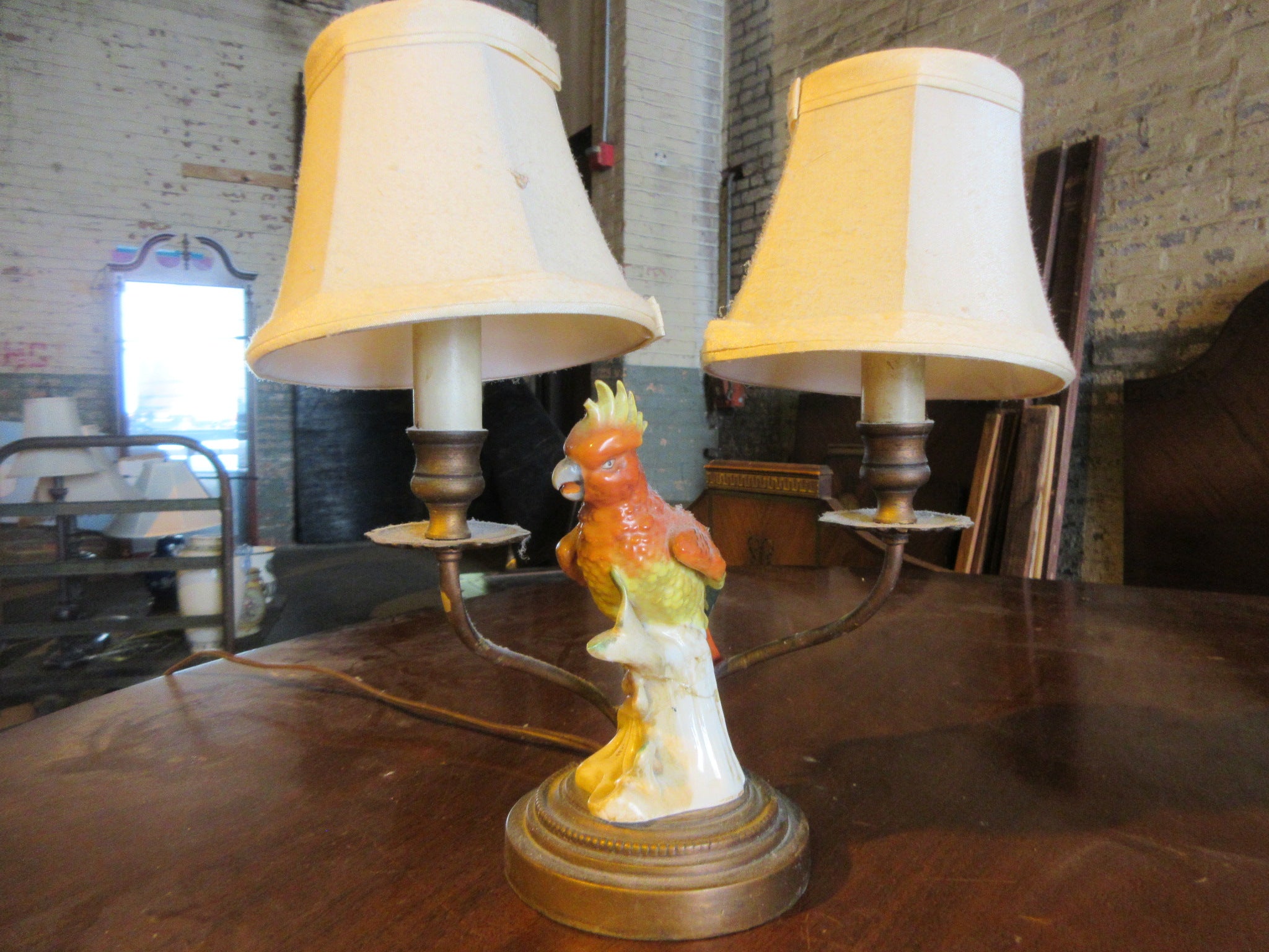 Vintage Ceramic Red Parrot Lamp