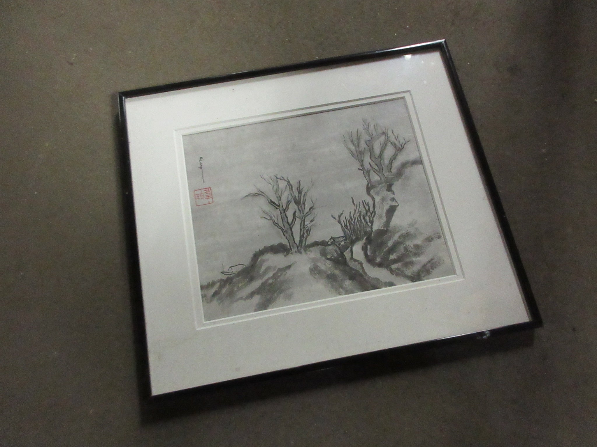 Ink Brushwork Framed Art