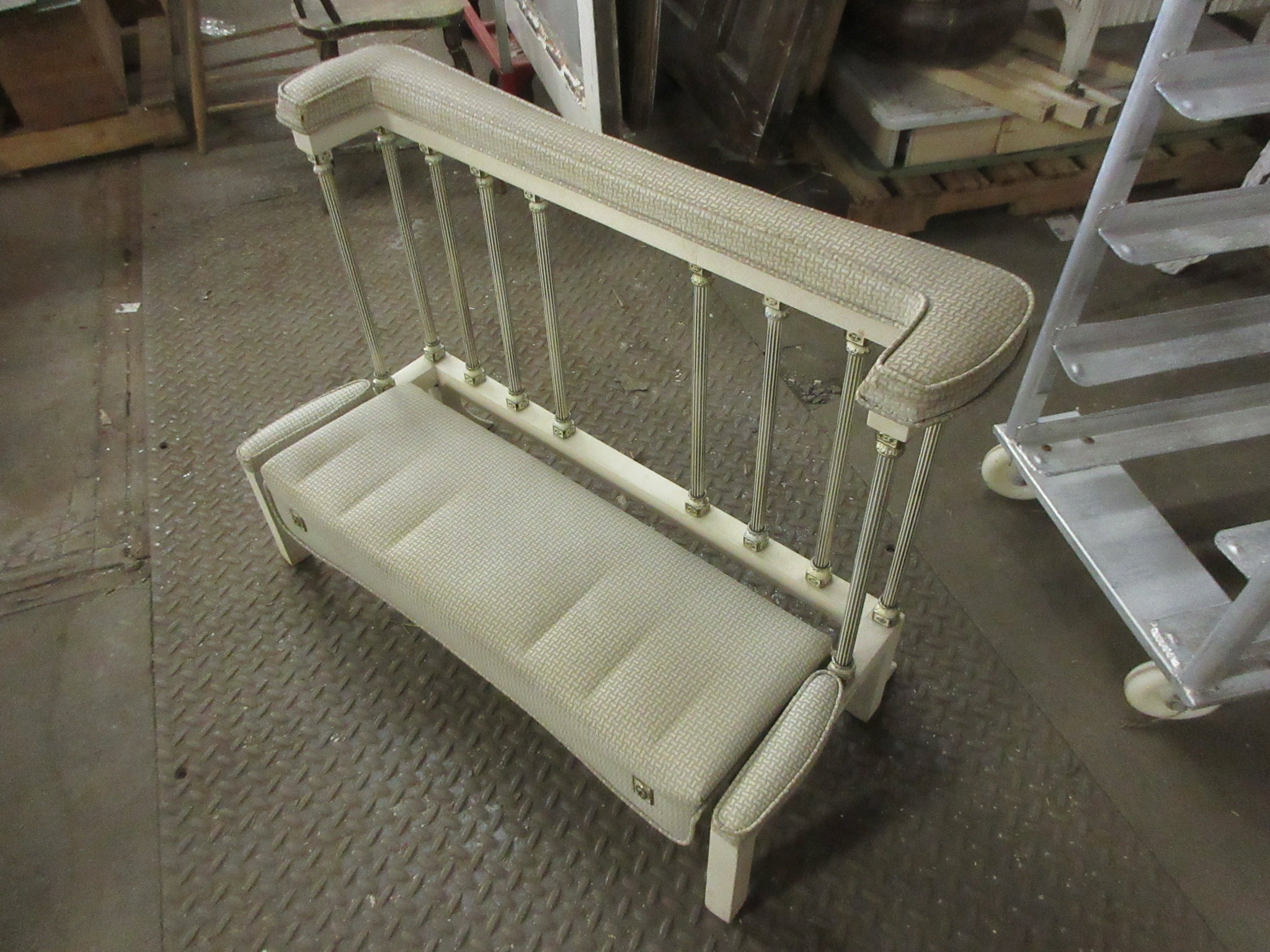 Folding Metal & Wood Funeral Kneeler Blond Finish with Columns