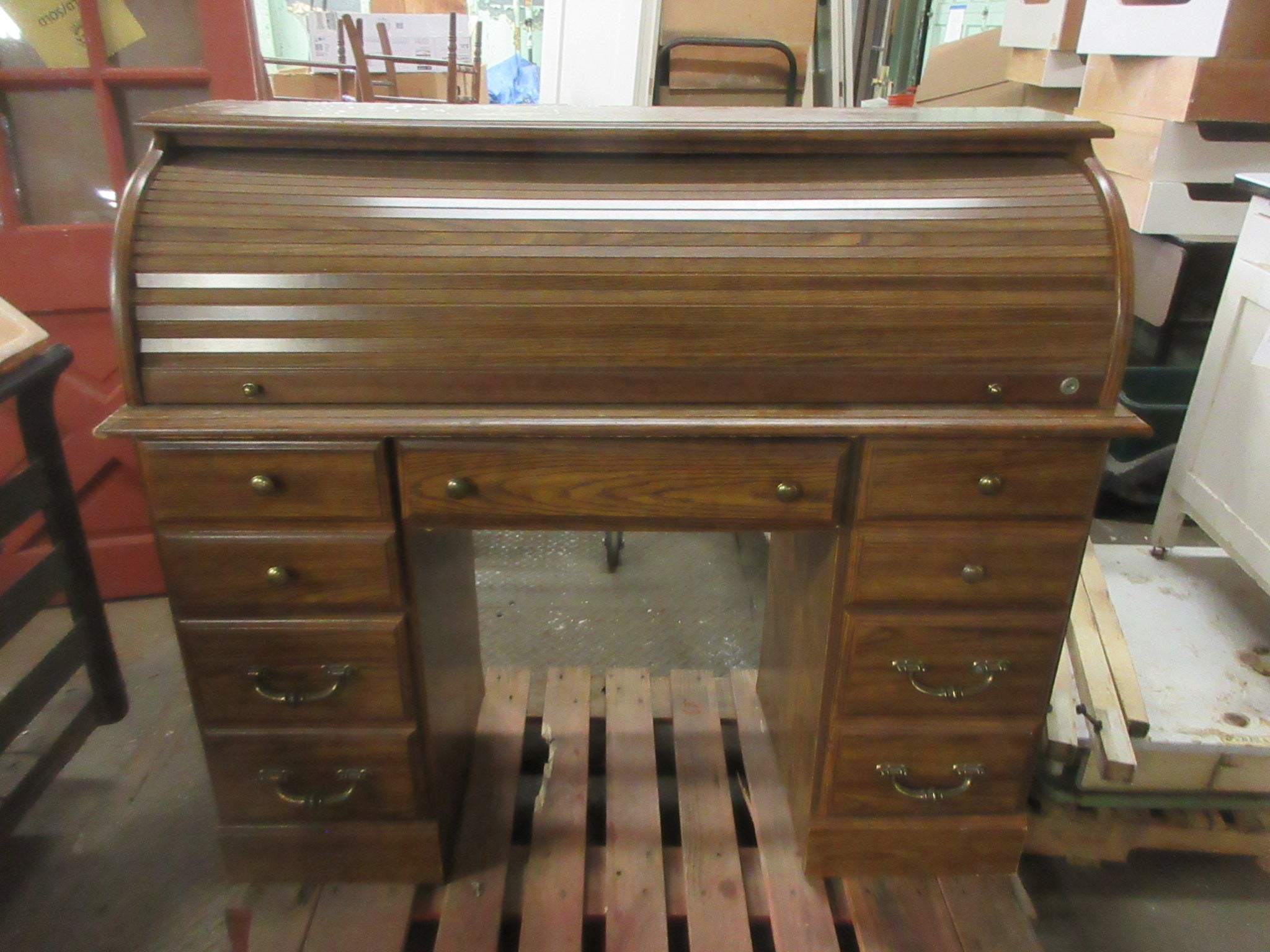 Roll Top Two Pedestal Desk