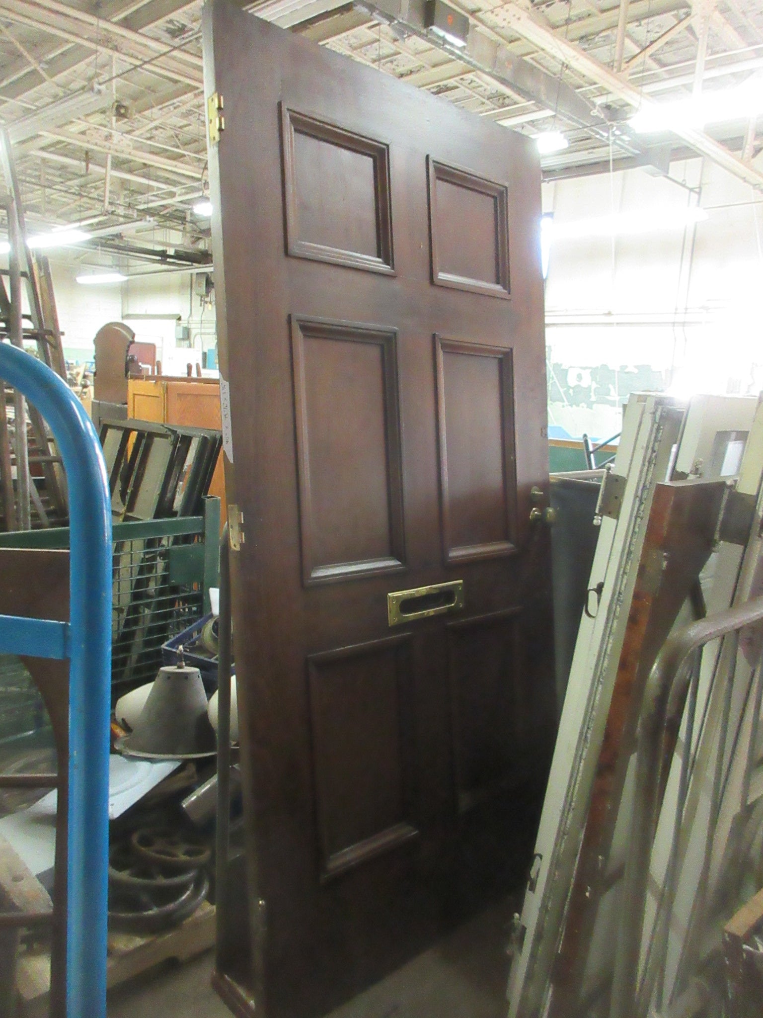 Six Panel Entry Door with Brass Mail Slot