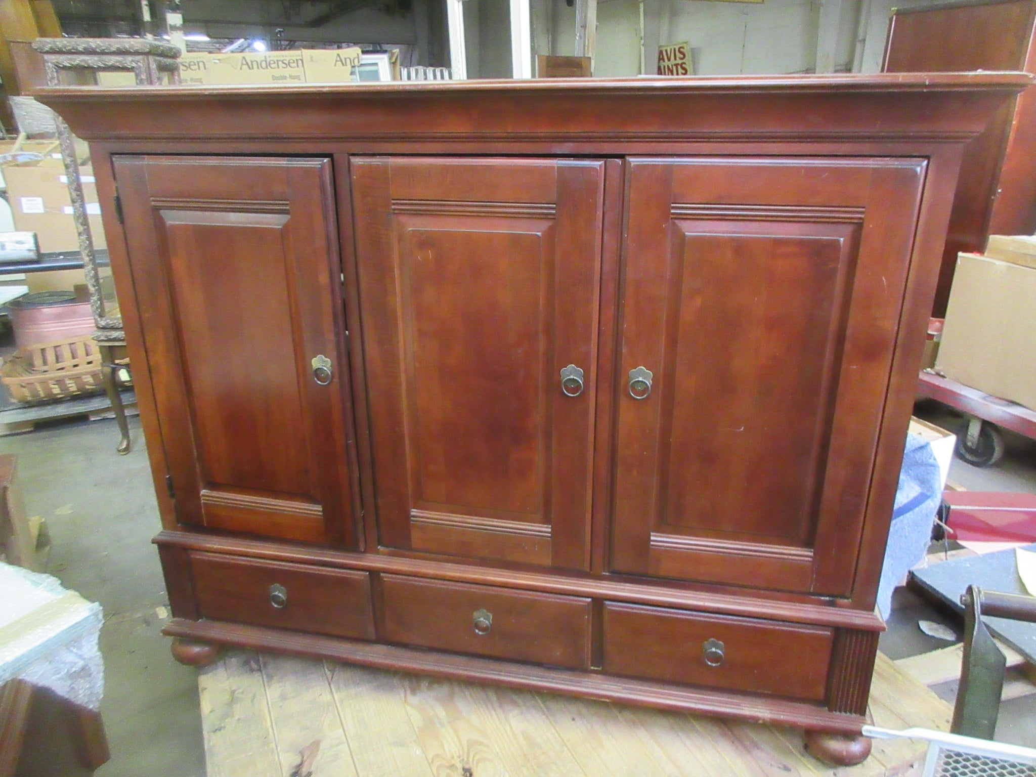 Wooden Entertainment Center with Drawers