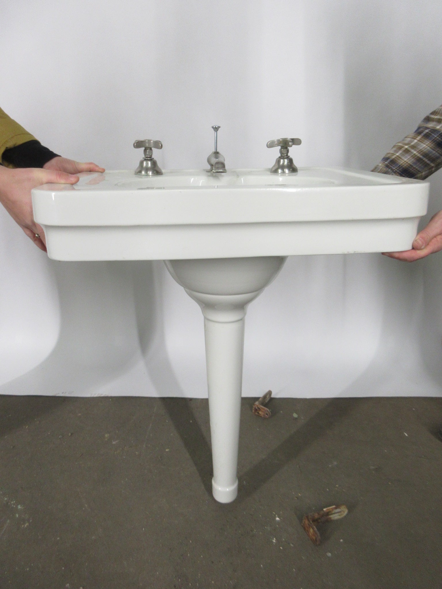 Vintage Peg Leg Porcelain Sink