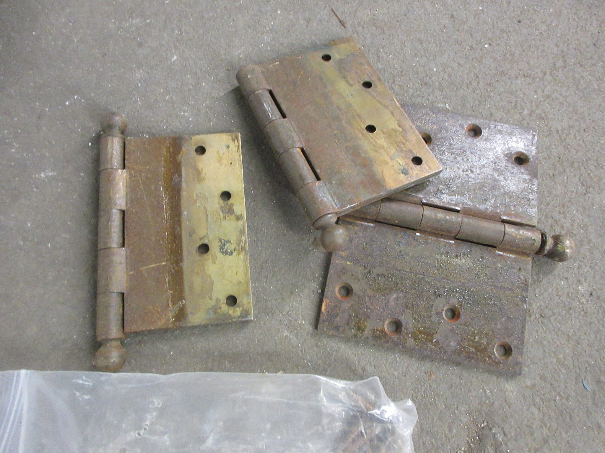 Set of Three Brass Hinges with Screws