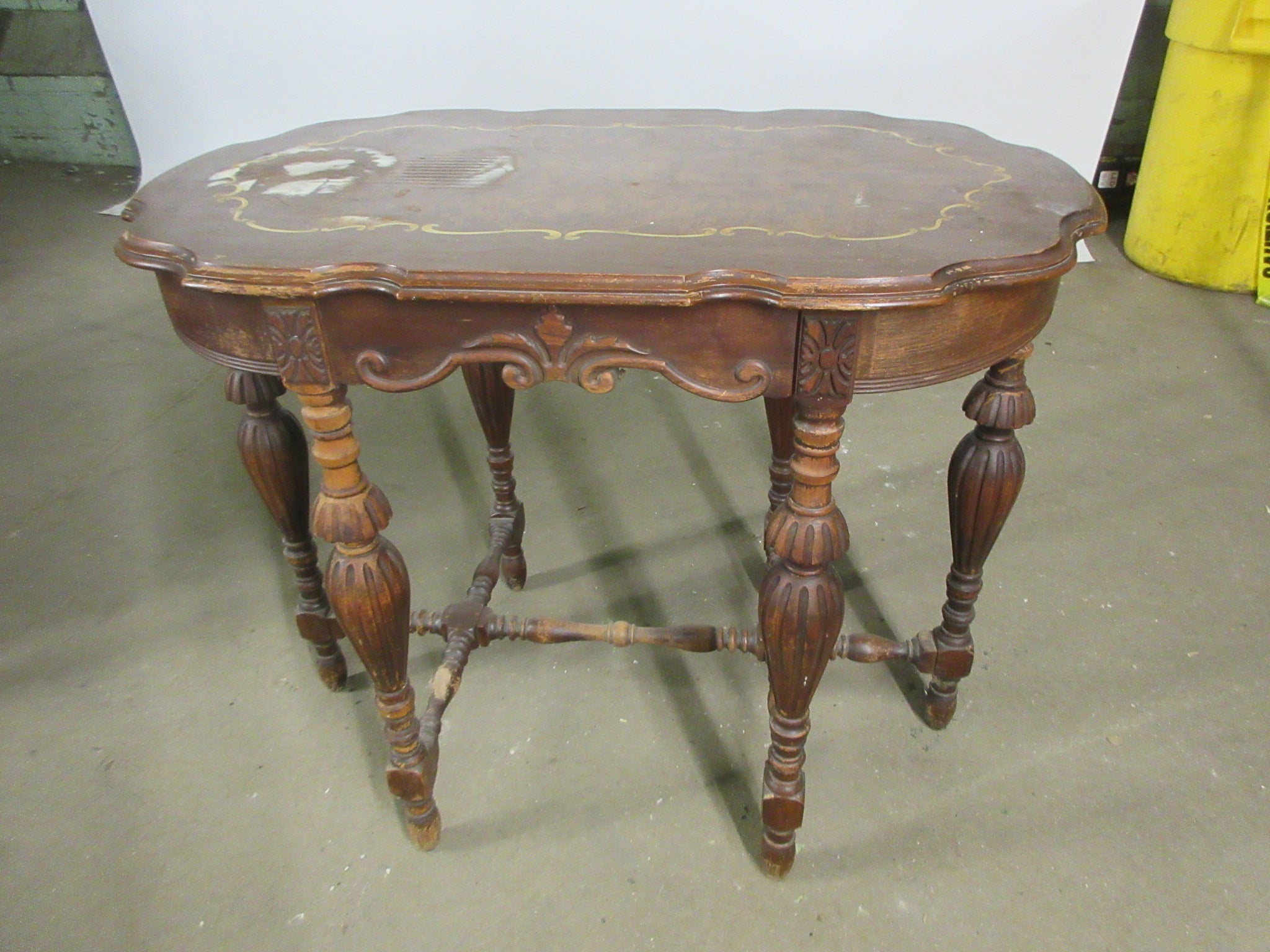 Oval Carved Wood Table