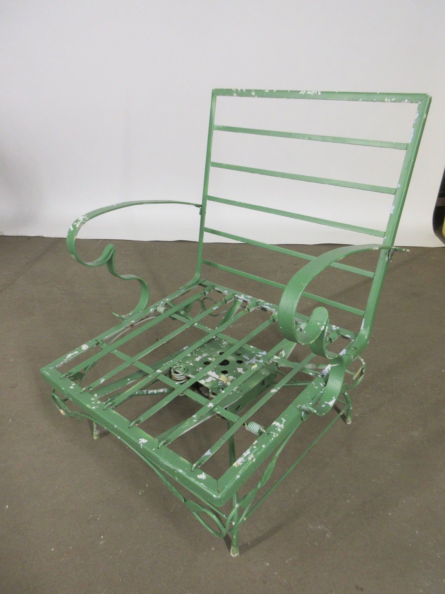 Vintage Green Metal Stationary Rocker Chair