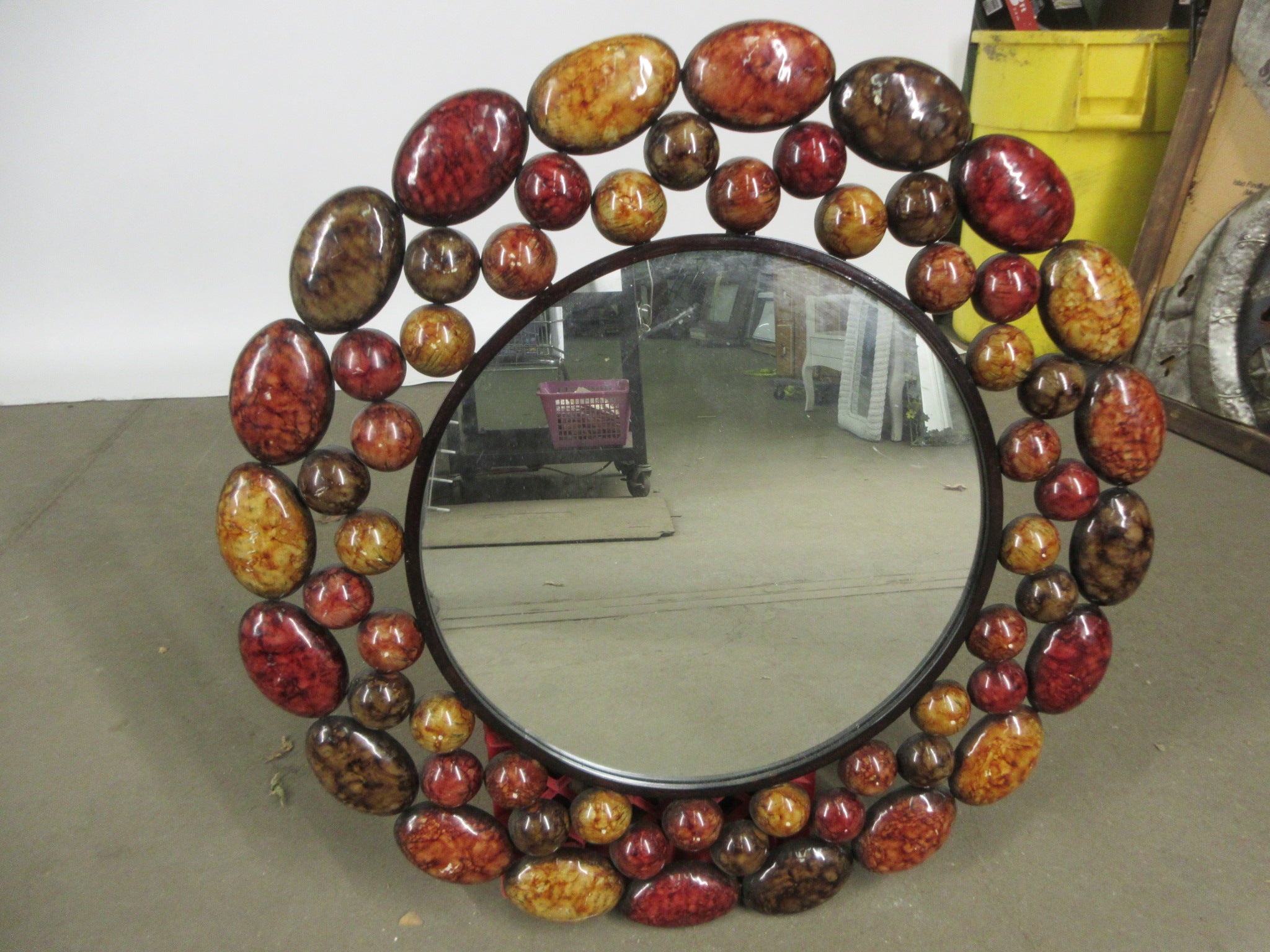 Multicolor Frame Circle Mirror
