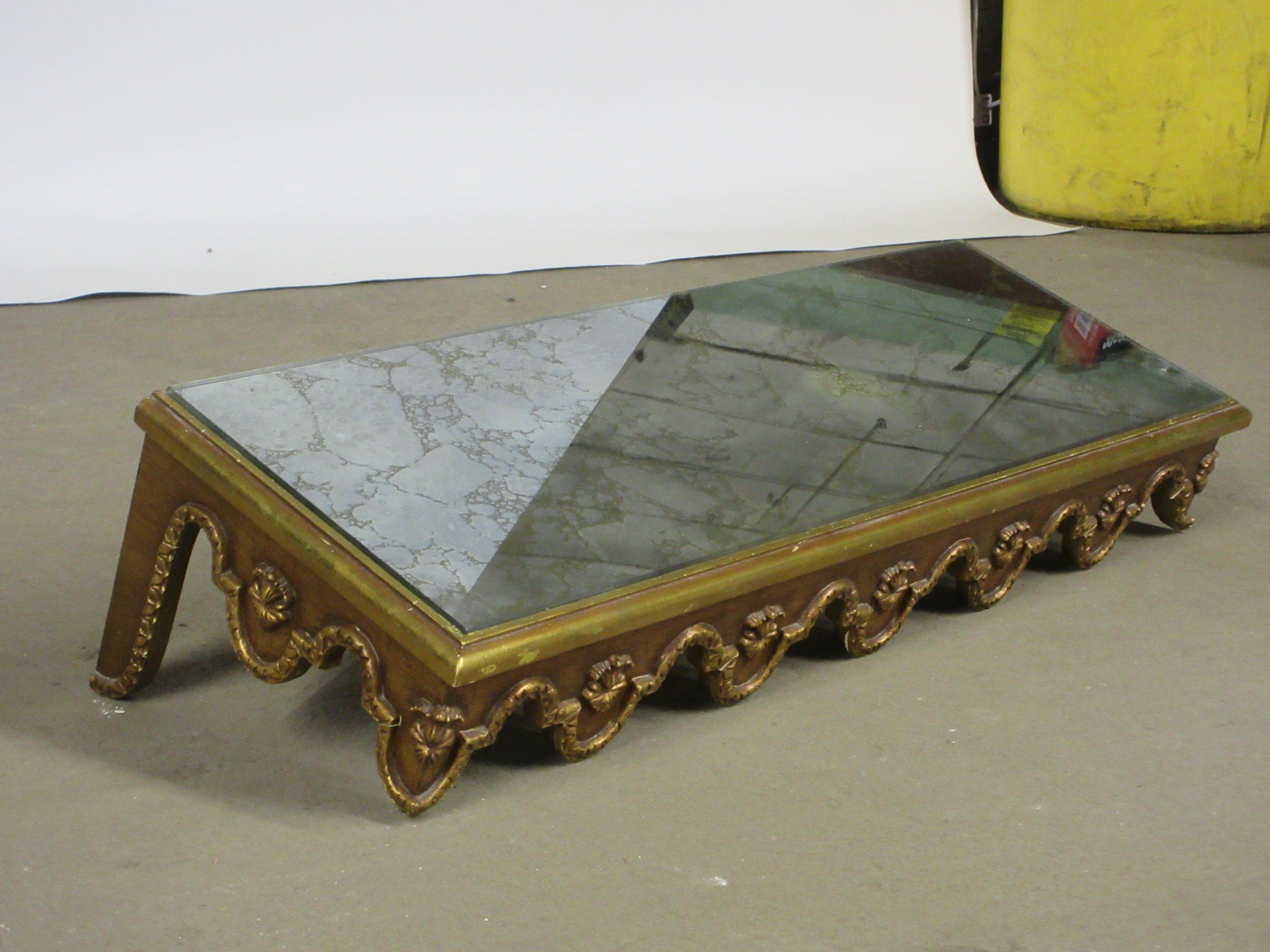 Brass Colored Baroque Mirrored Shelf