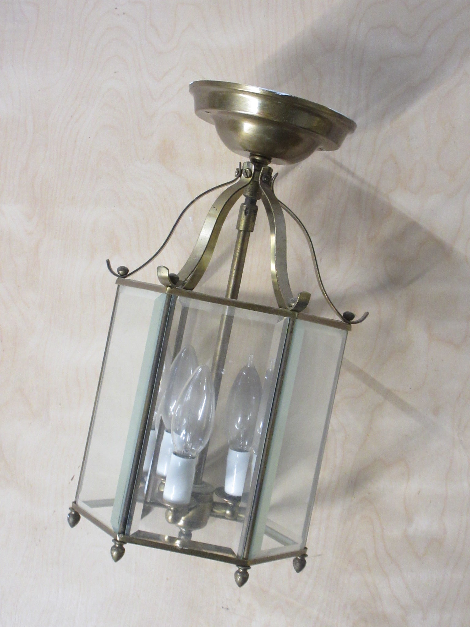 Brass Ceiling Mount Hexagonal Light