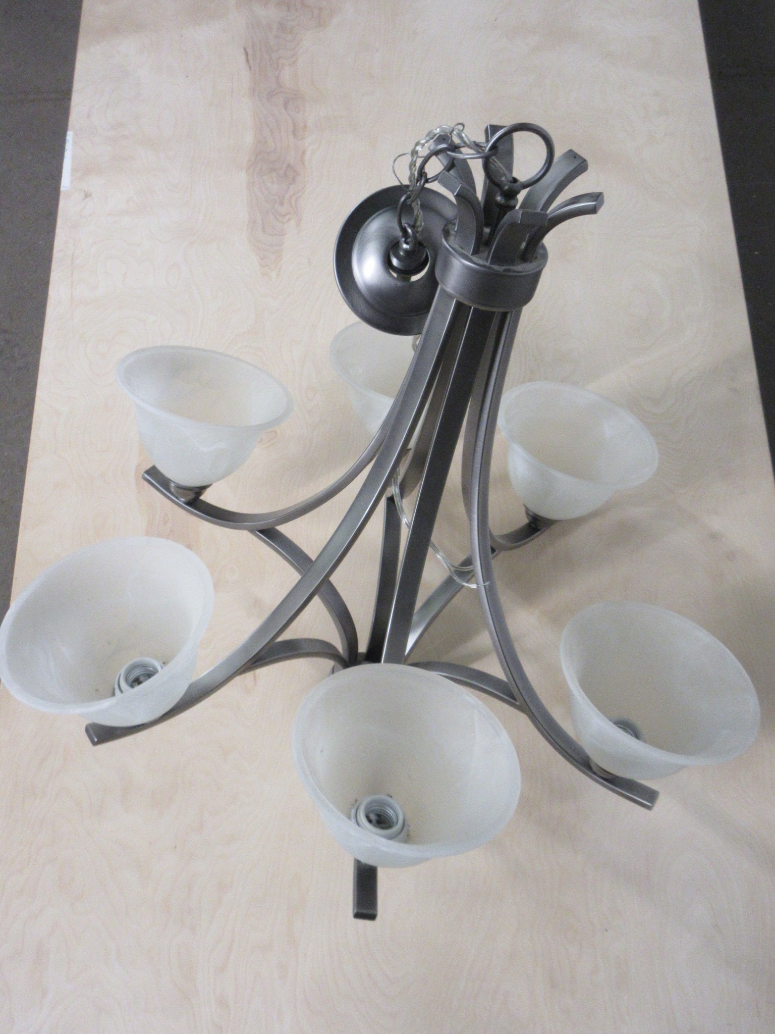 Brushed Nickel Six Light Chandelier