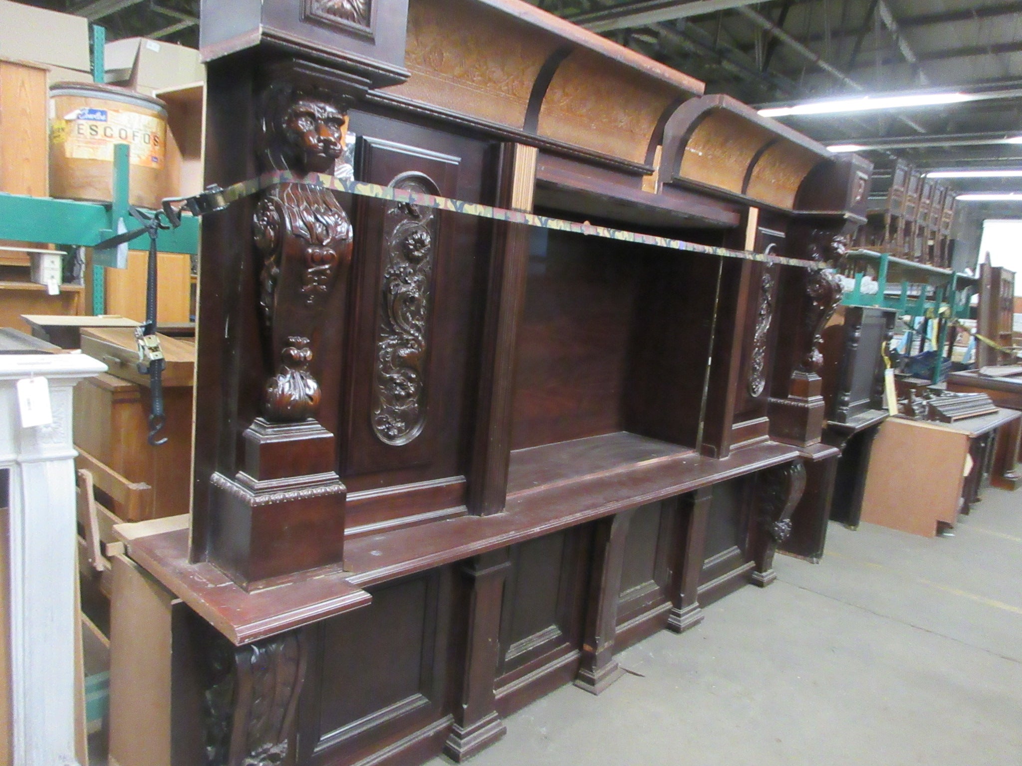 Vintage Carved English Pub Bar Back