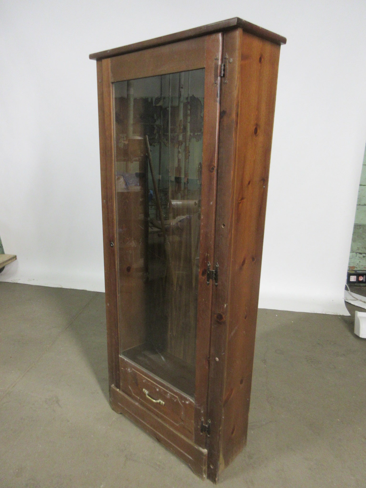 Wood Cabinet with Glass Paneled Door (As Is)