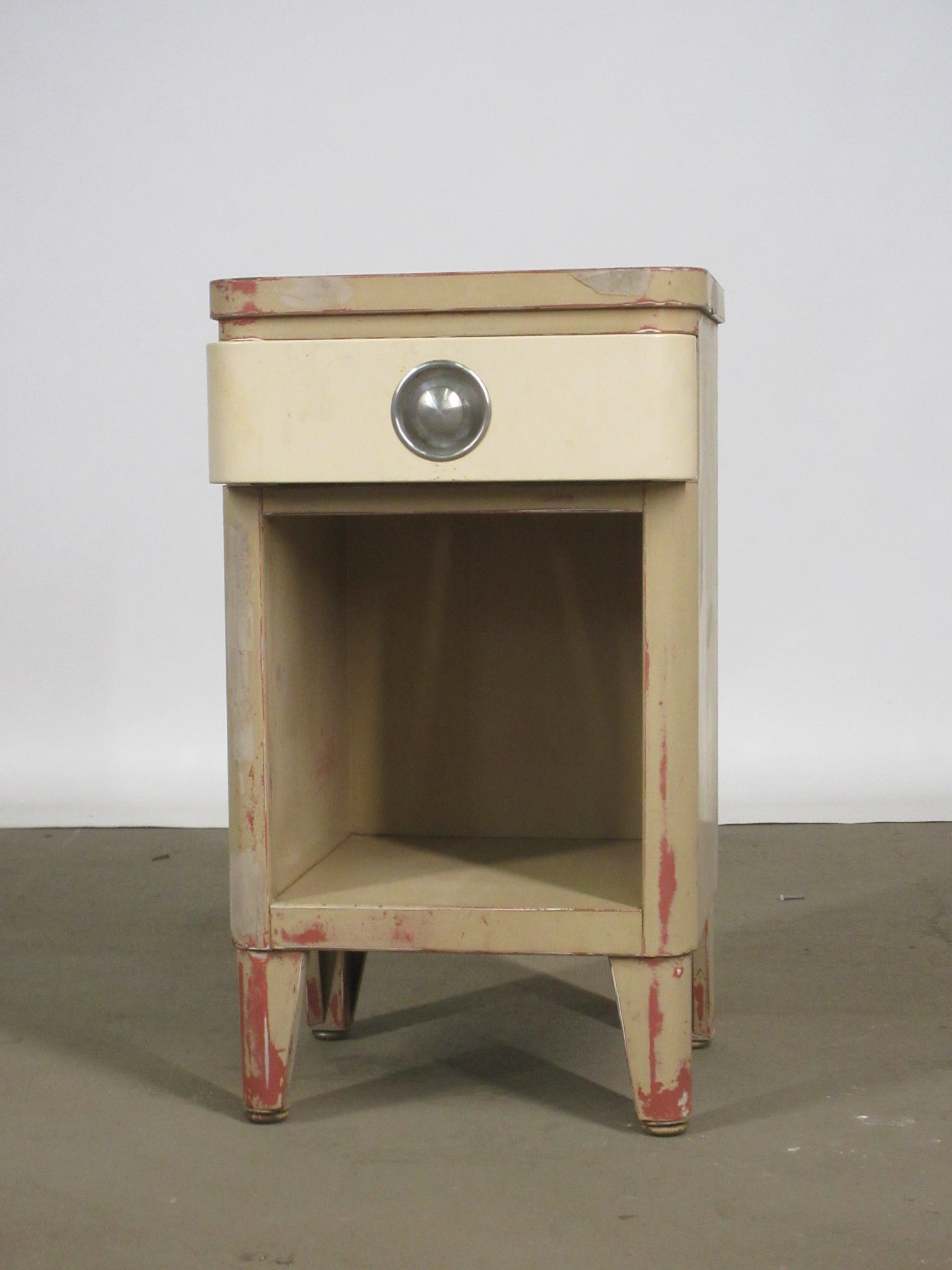 Vintage Metal Norman Bel Geddes Simmons Night Stand with Pull