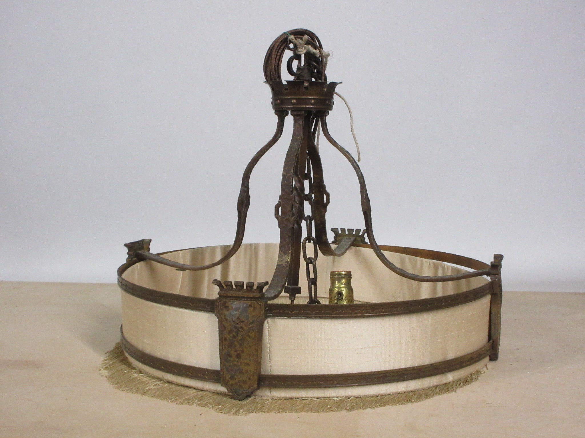 Ceiling Mount Fringed Three Light Chandelier