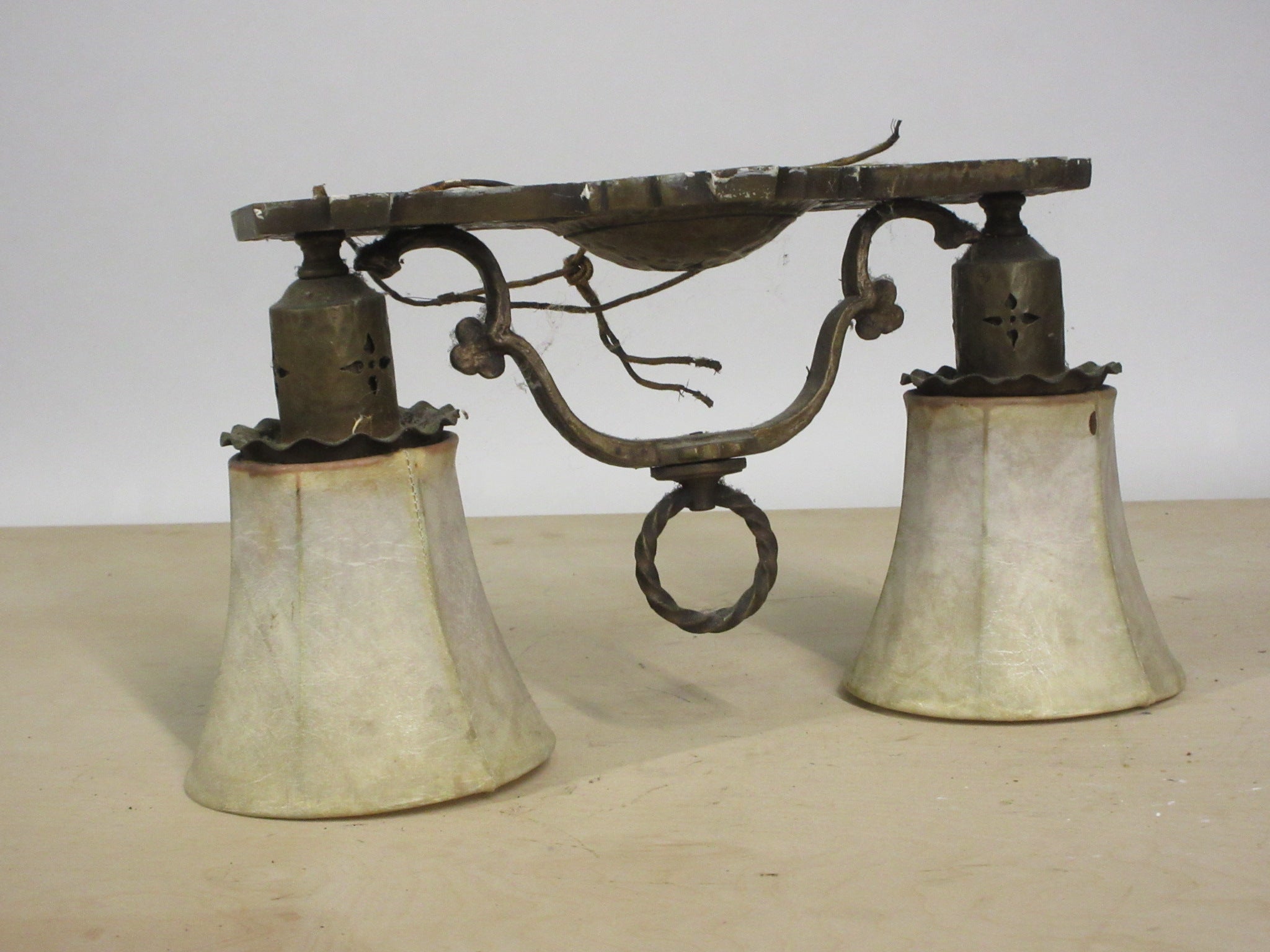 Ceiling Mount Two Light Fixture with Shades