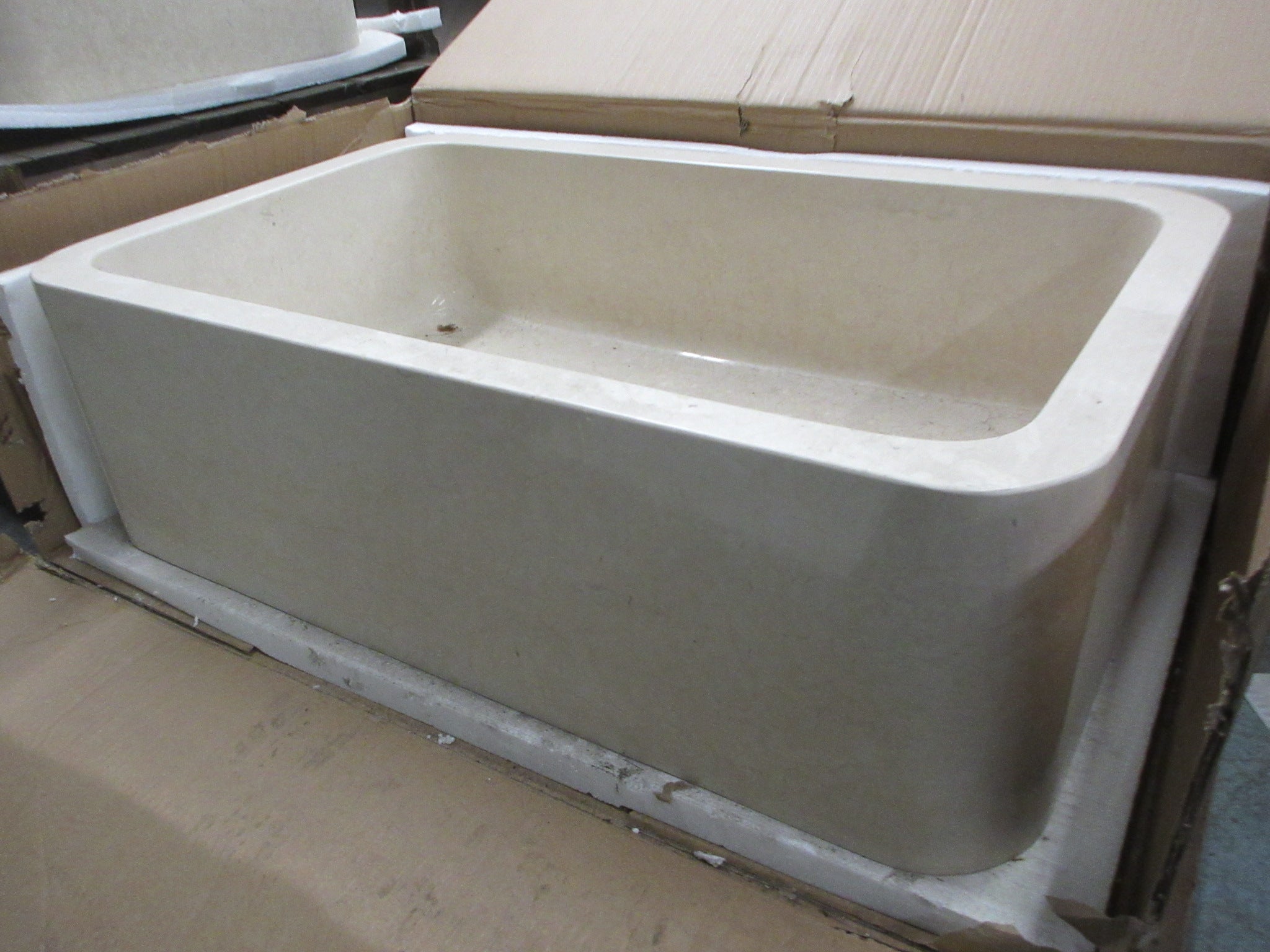 Polished Egyptian Marble Farmhouse Single Bowl Sink