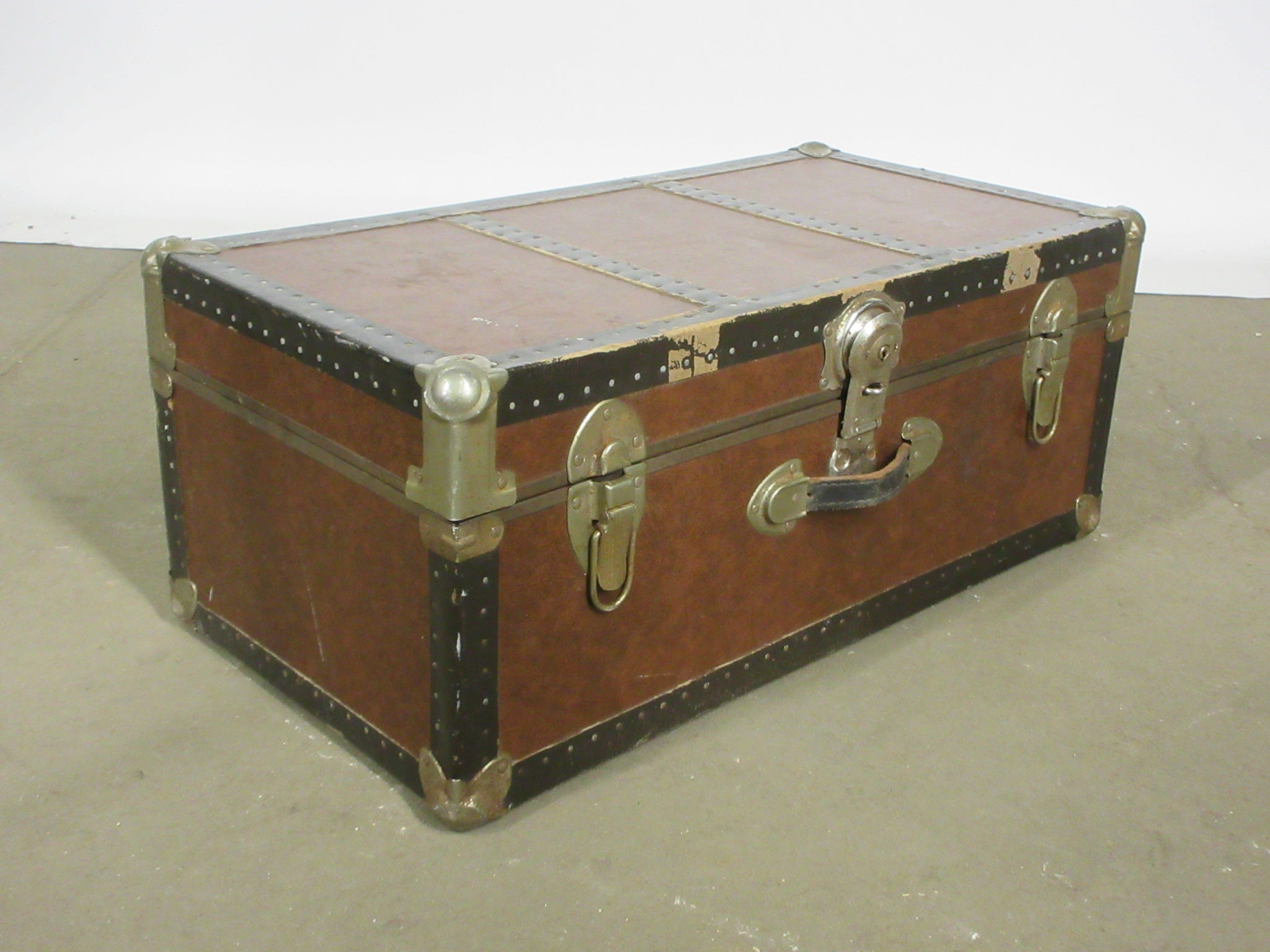 Brown Trunk with Leather Trim