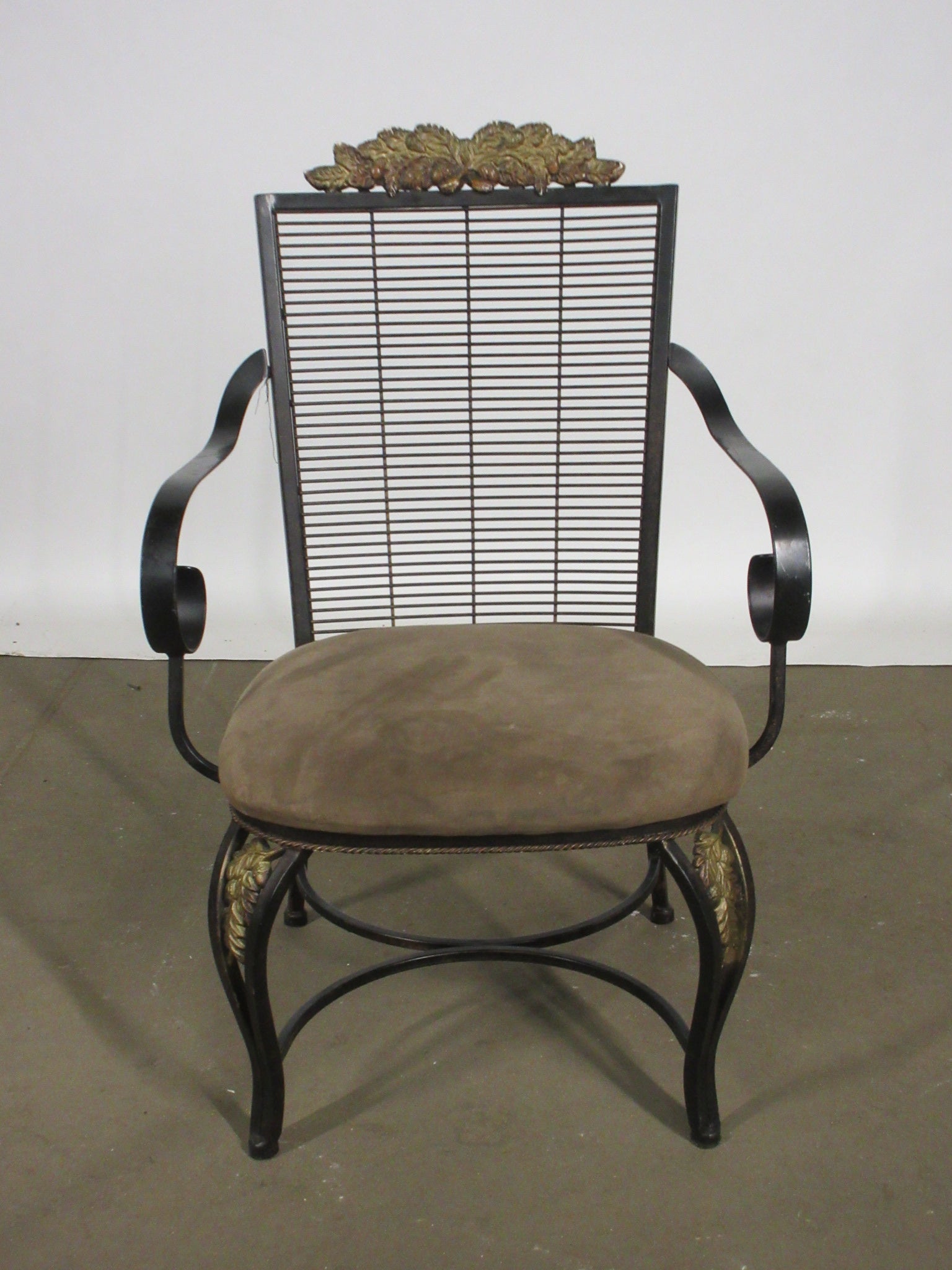 Upholstered Seat Iron Accent Chair