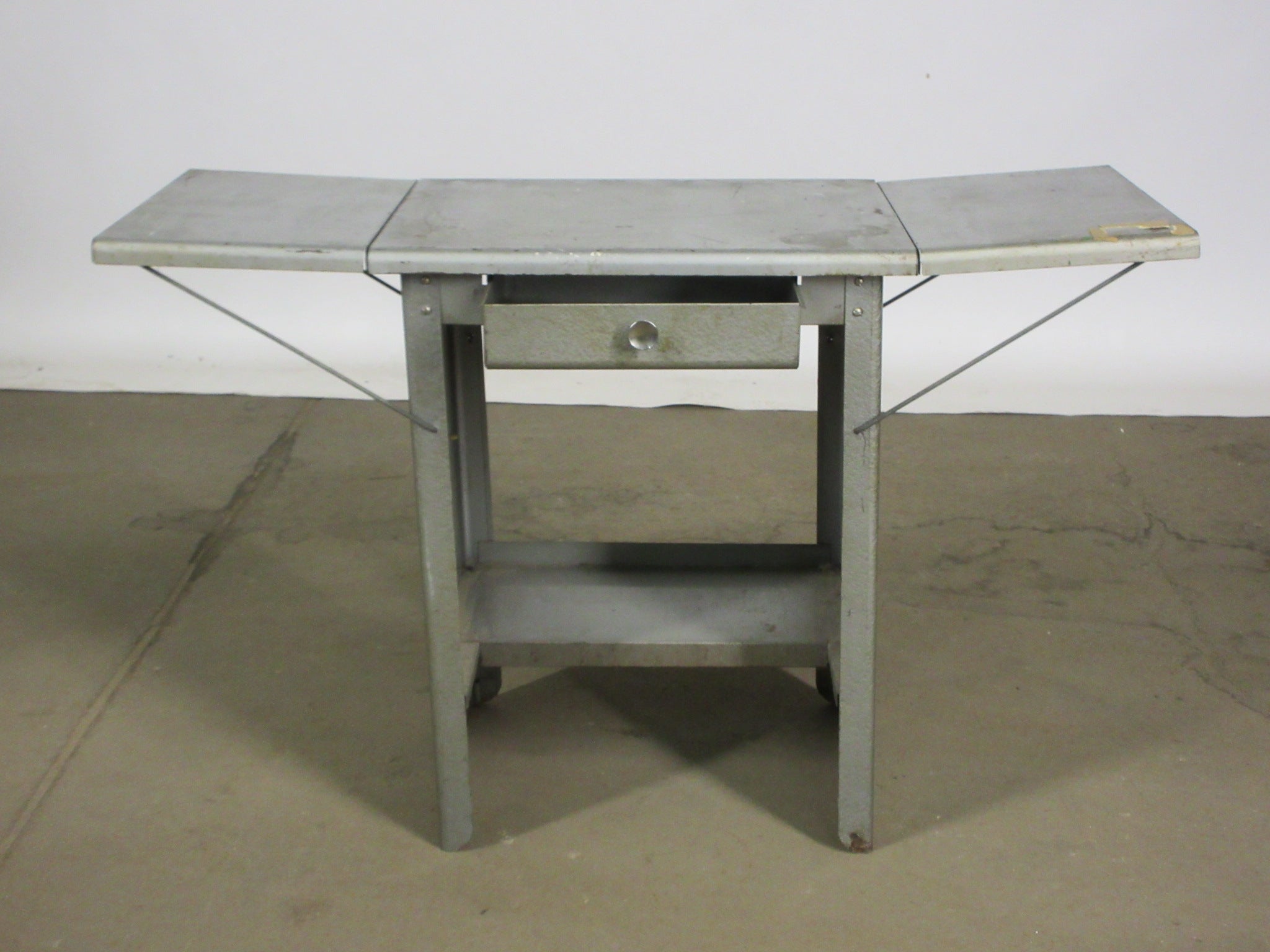 Industrial Table with Drop Leaves and Drawer