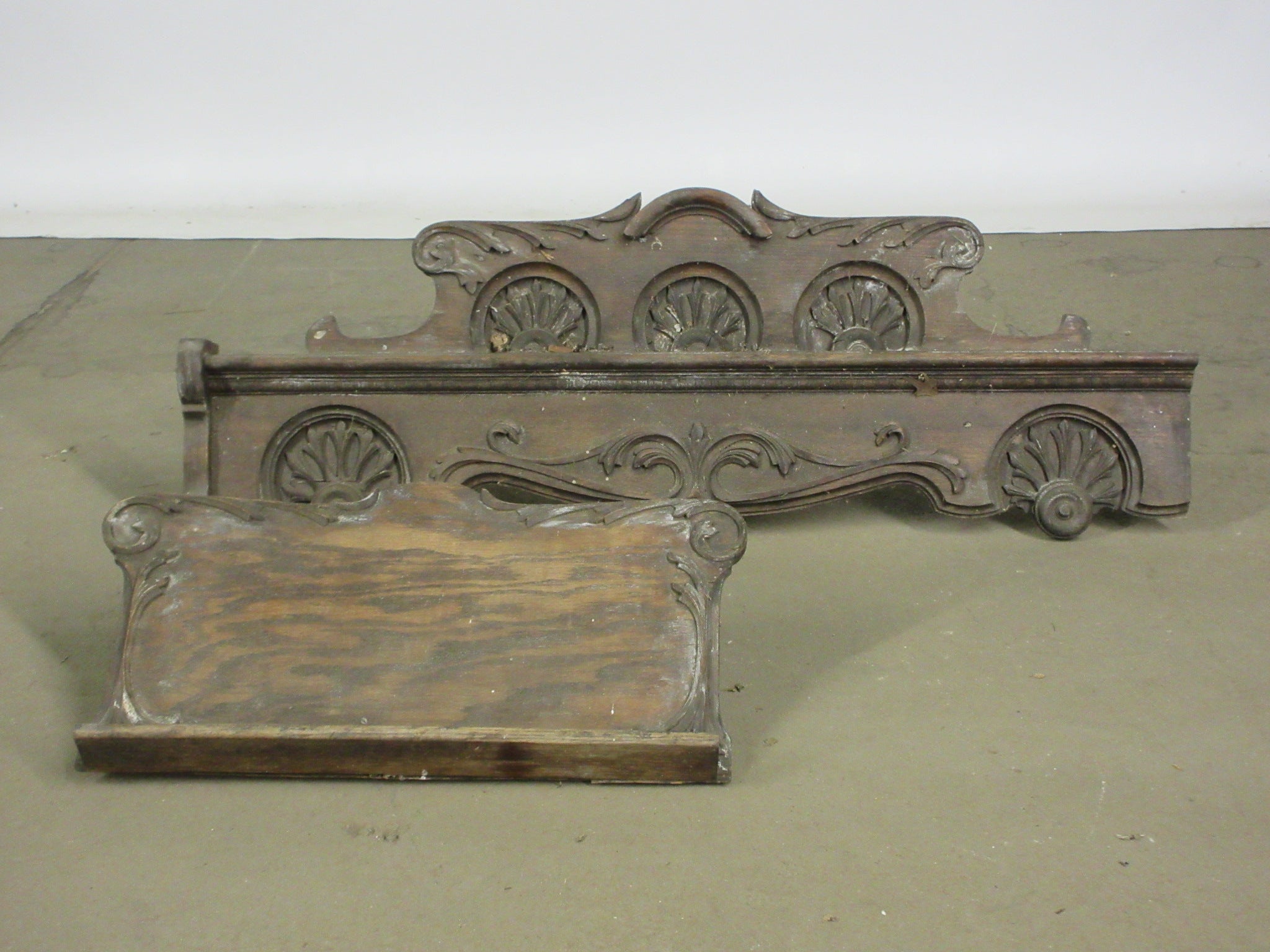Antique Wooden Shelf and Mantle Set (Two Pieces)