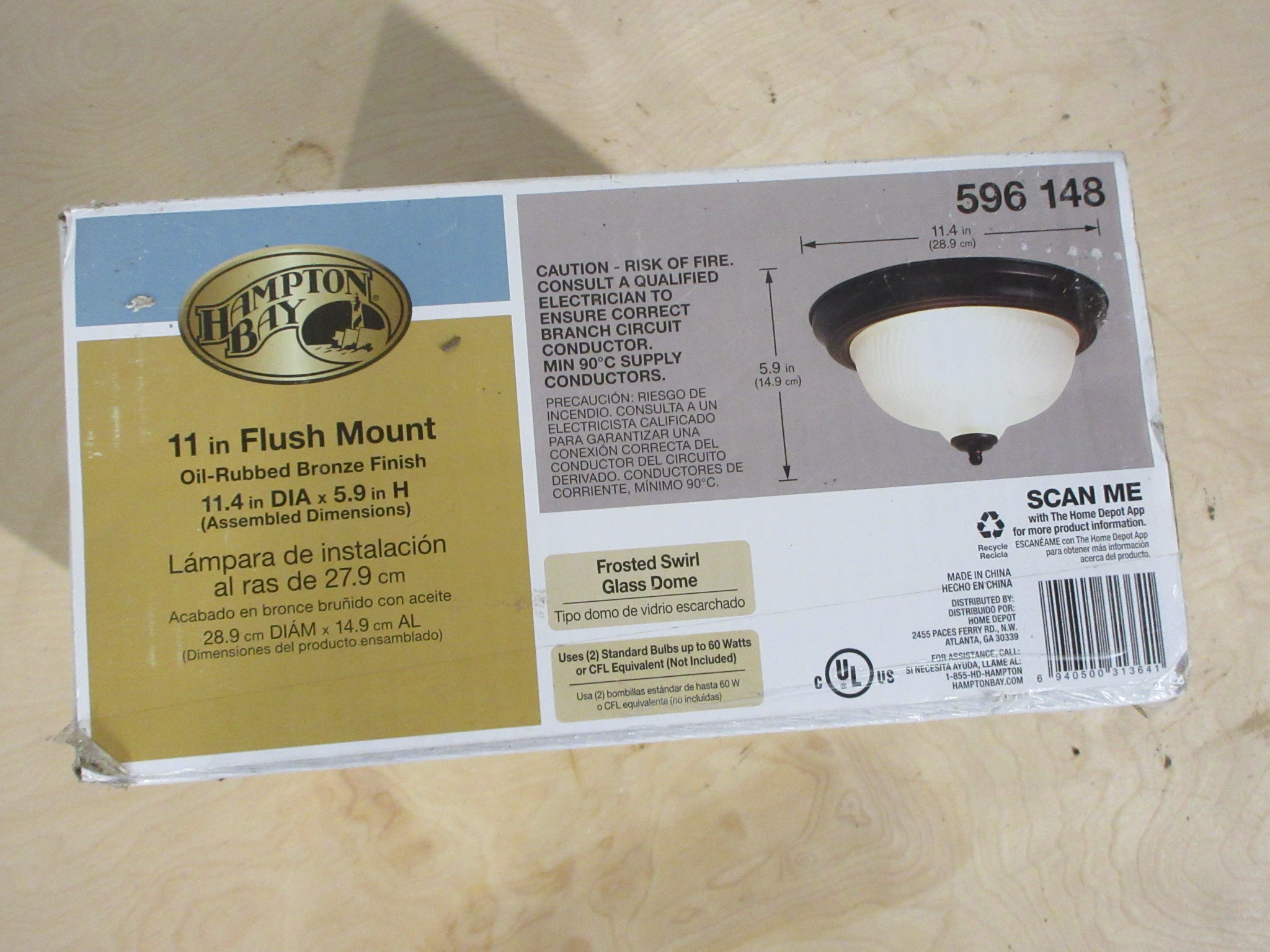 Hampton Bay Ceiling Mount Frosted Glass Light