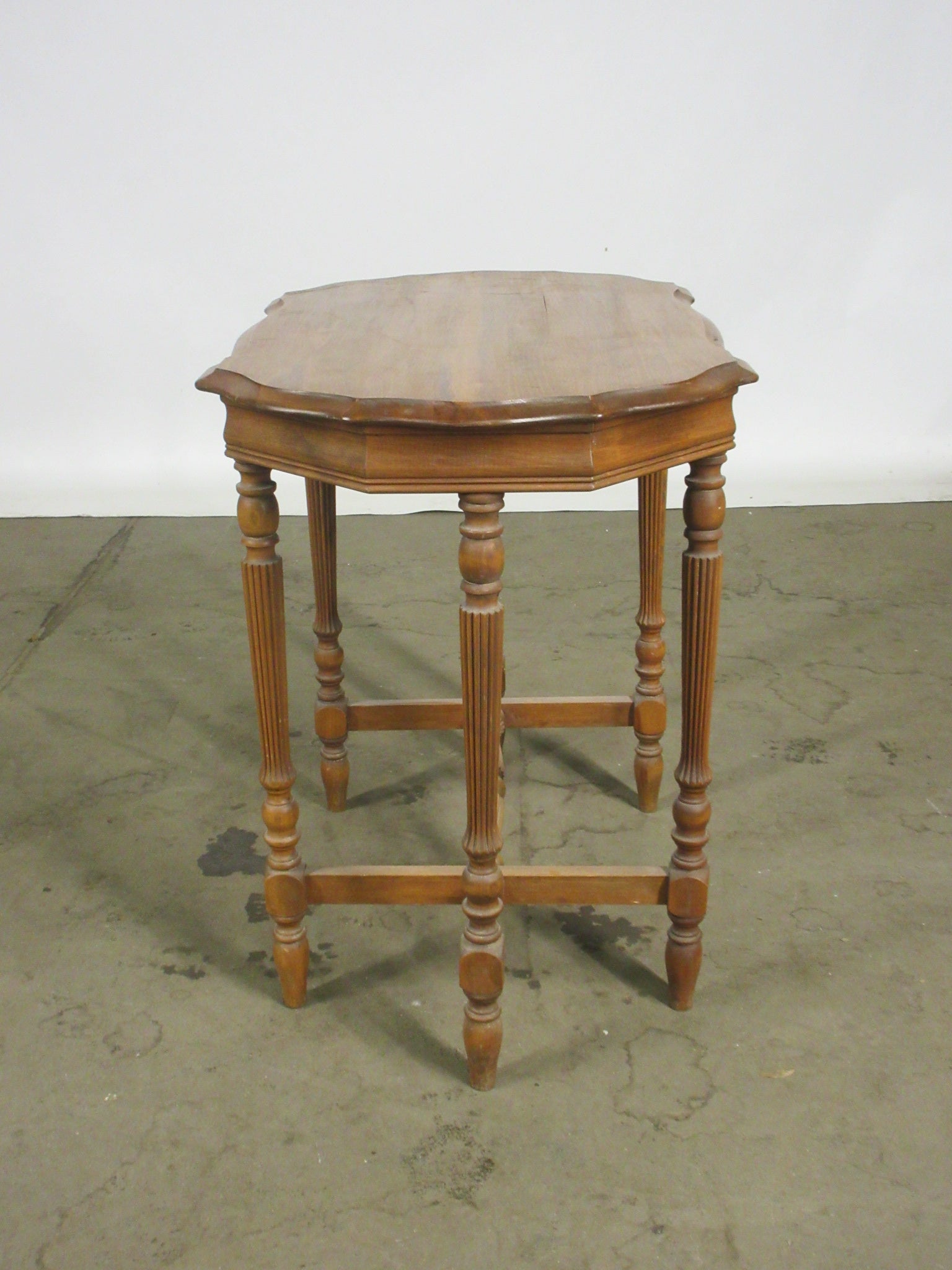 Carved Wood Table with Six Legs