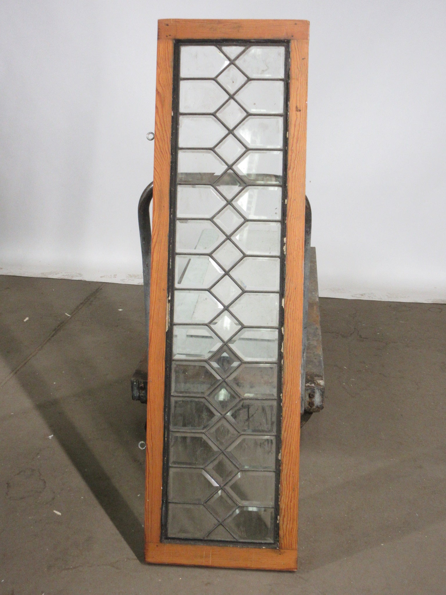Wood Frame Leaded Glass Transom Window
