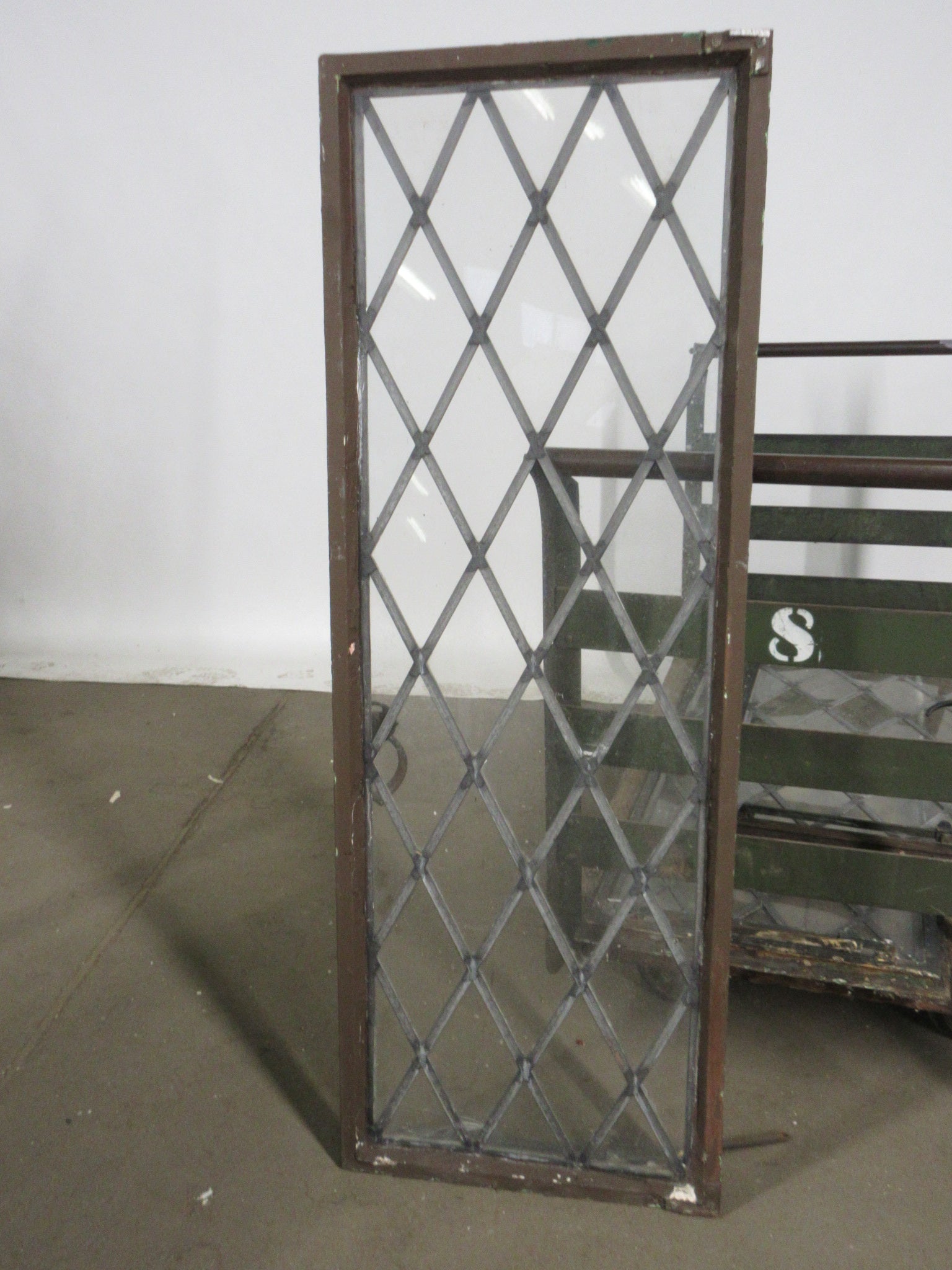 Antique Metal Casement Leaded Glass Left Swing Window