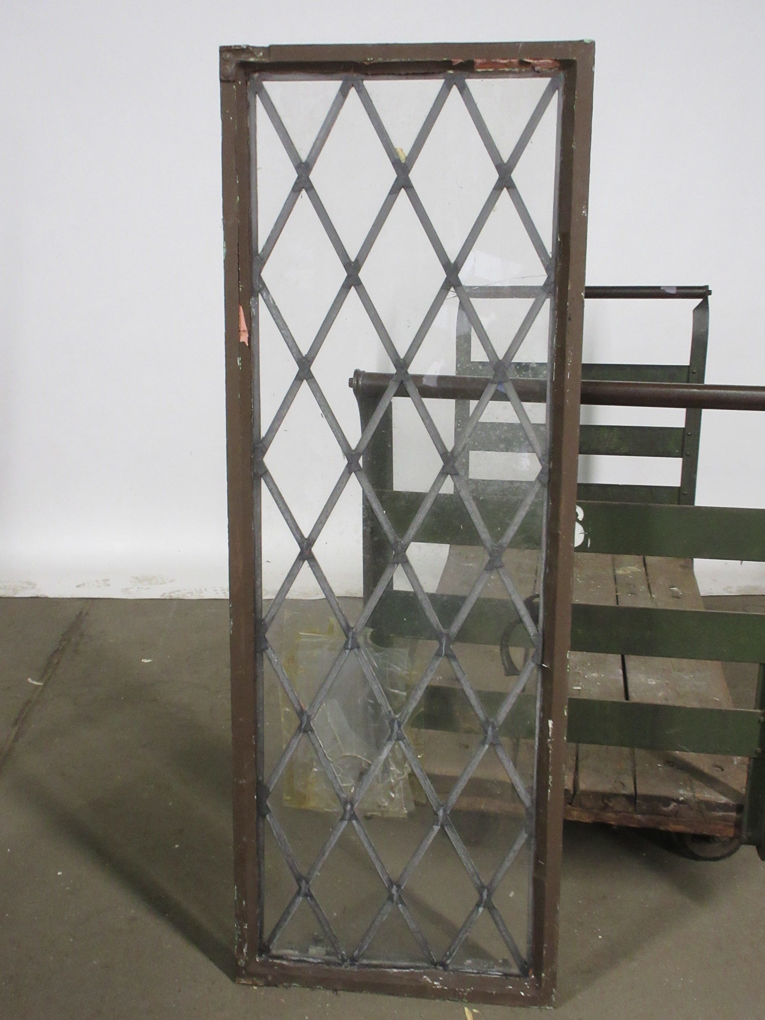 Antique Metal Casement Leaded Glass Right Swing Window