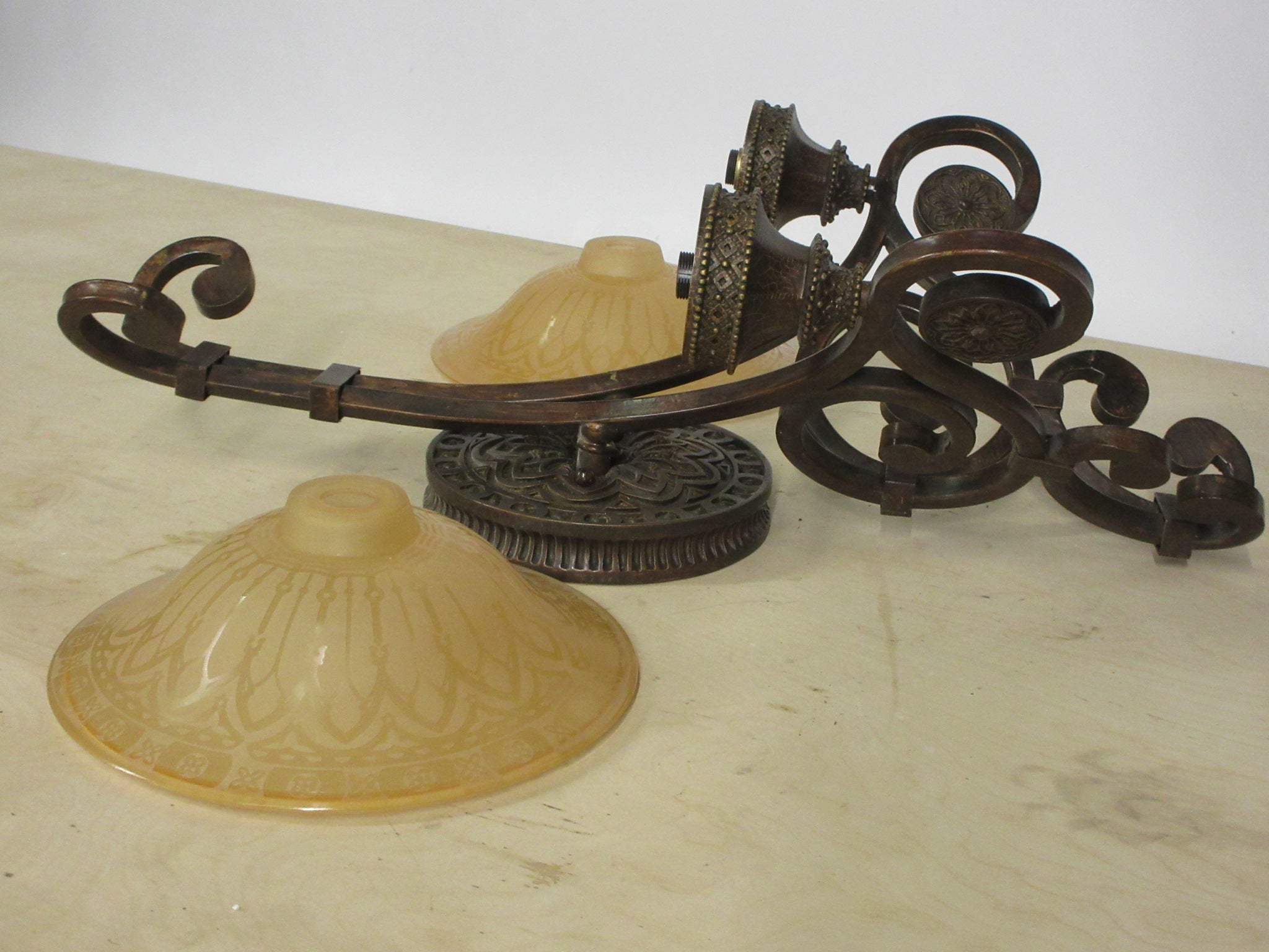Wall Mount Two Light Sconce with Glass Shades