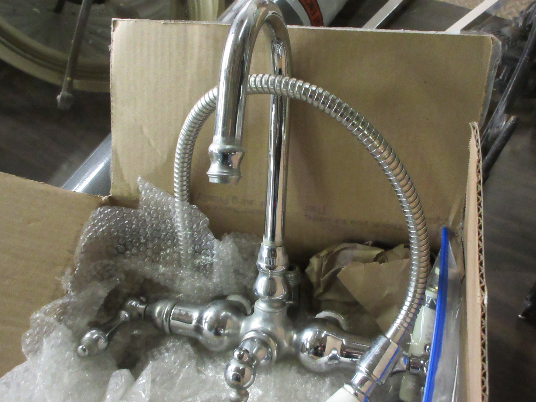 Kingston Brass Chrome Tub Filler Telephone Mount Showerhead