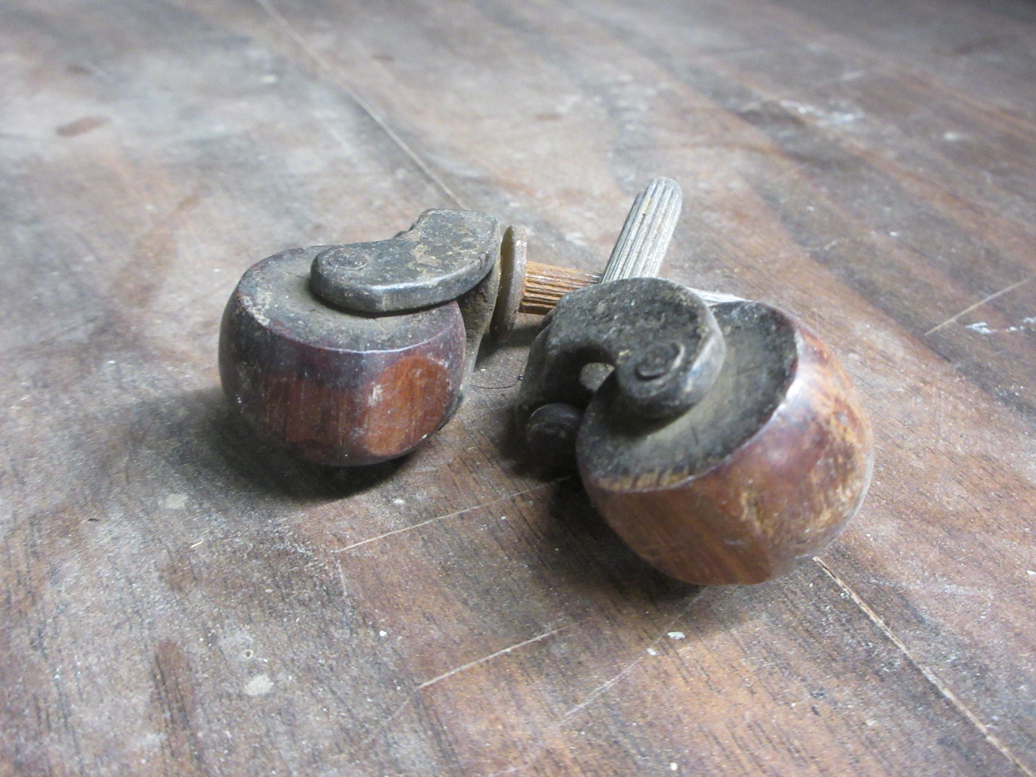 Pair of Vintage Wooden Casters