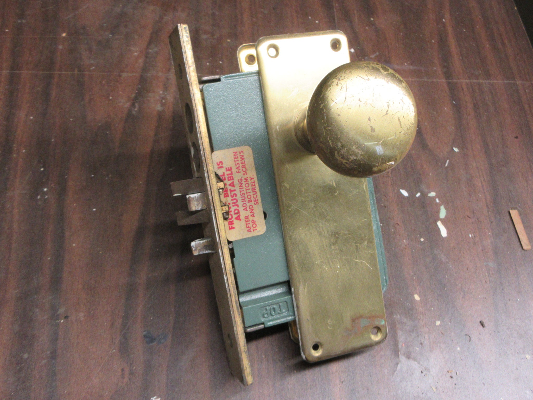Vintage Brass Door Knob Set with Push Button Mortise