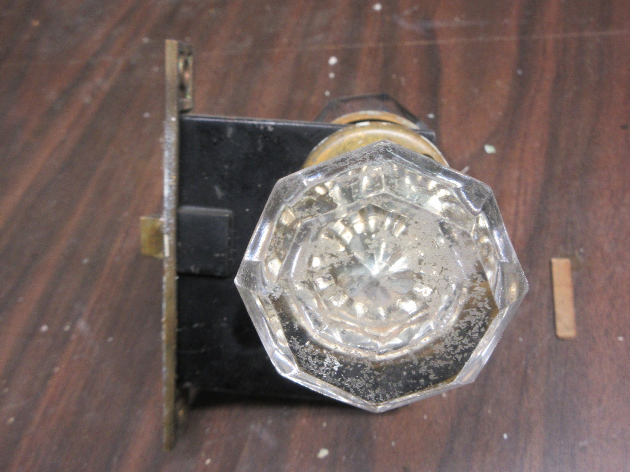 Vintage Glass Door Knob Set with Mortise