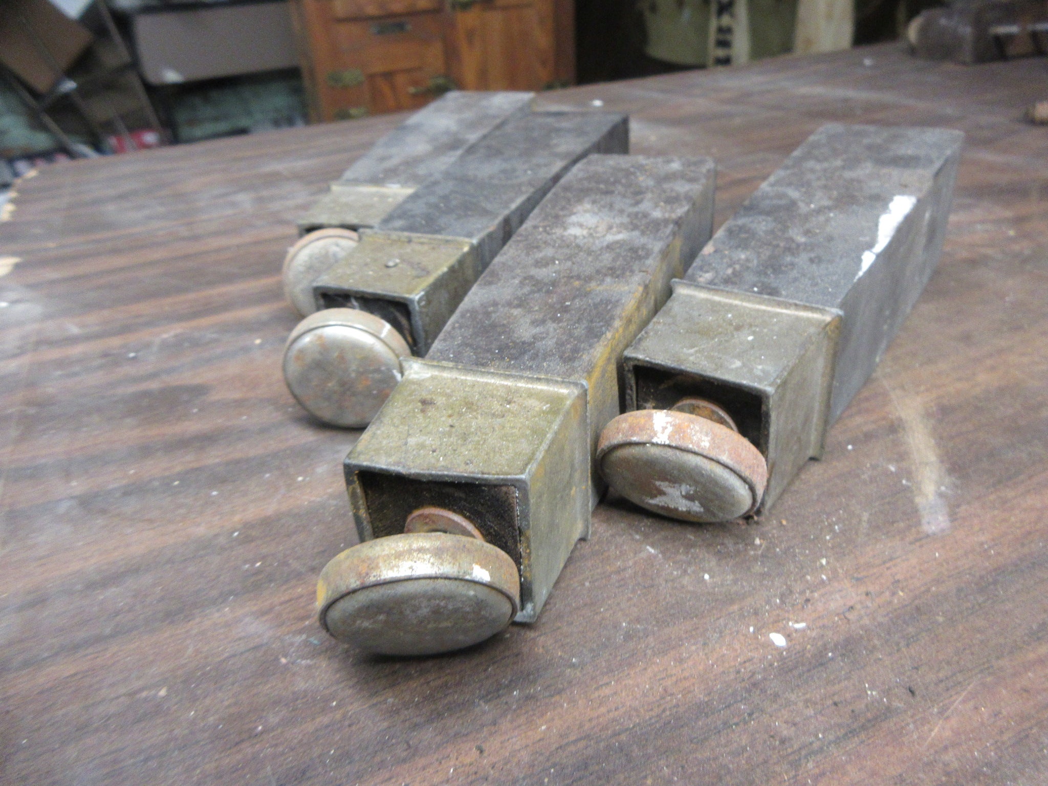 Vintage Wood and Brass Furniture Legs 6 1/2" (Set of Four)