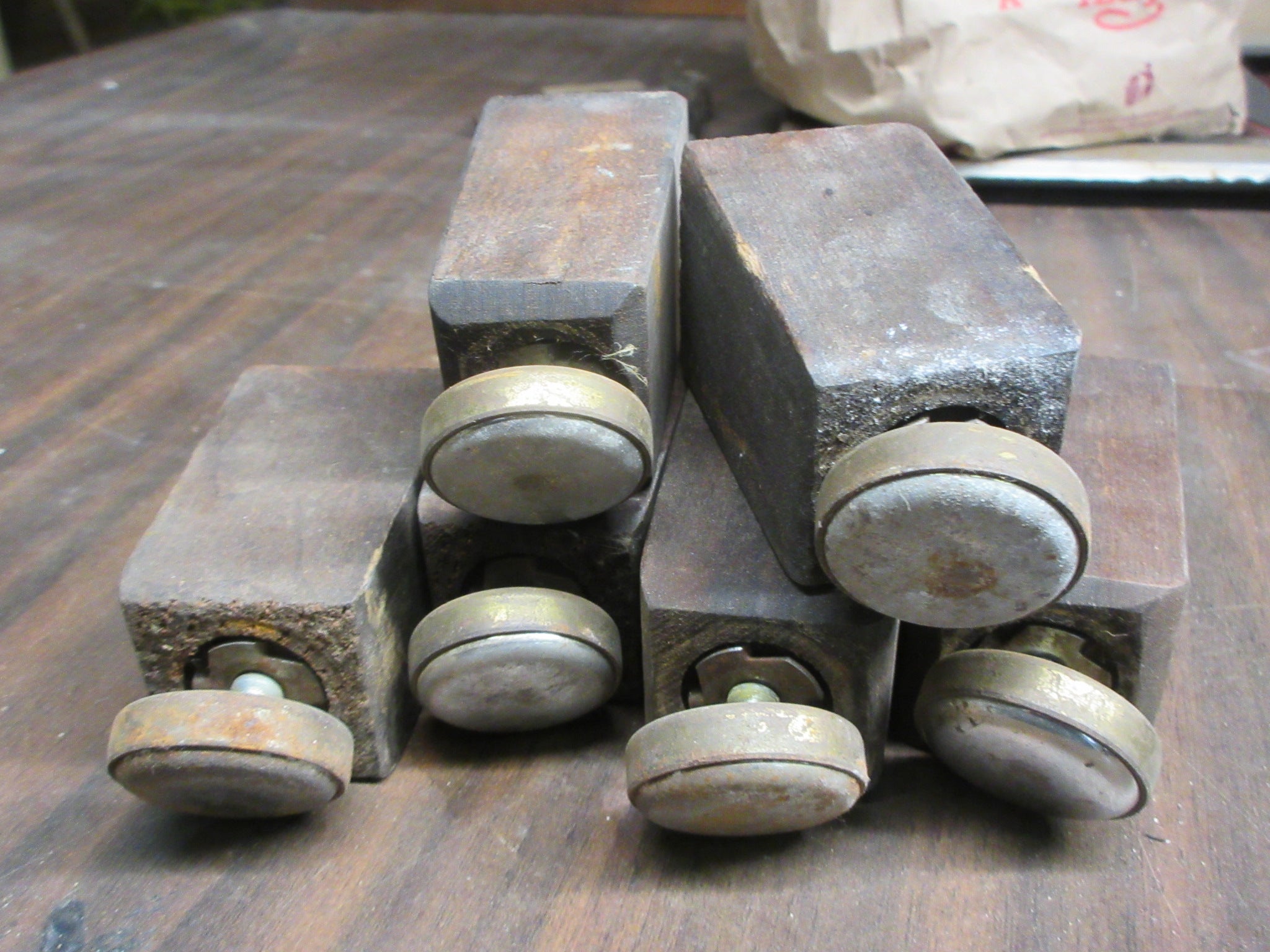 Vintage Wood and Brass Furniture Legs 2 1/2" (Set of Six)