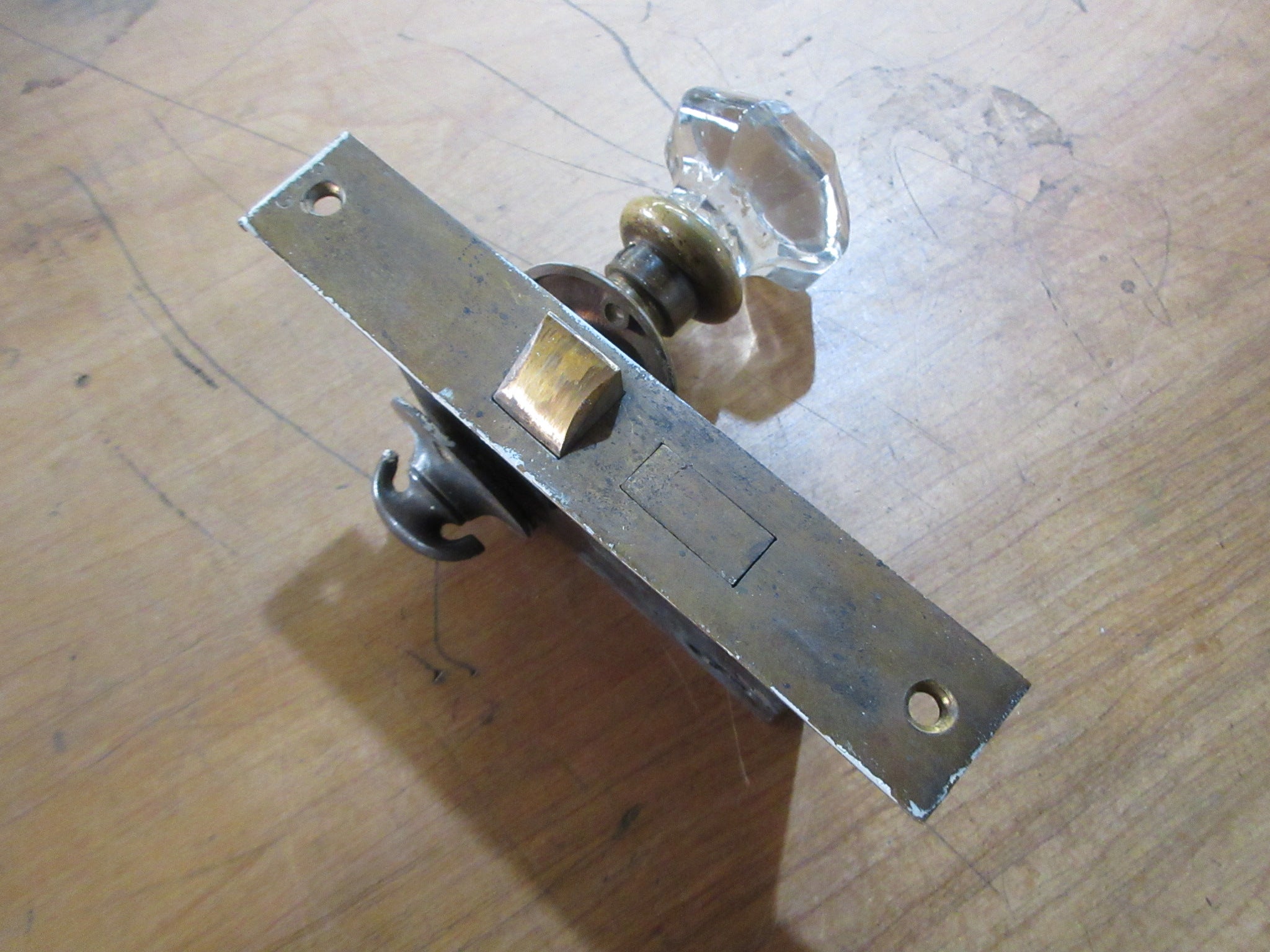 Vintage Glass Door Knob with Mortise and Thumb Turn