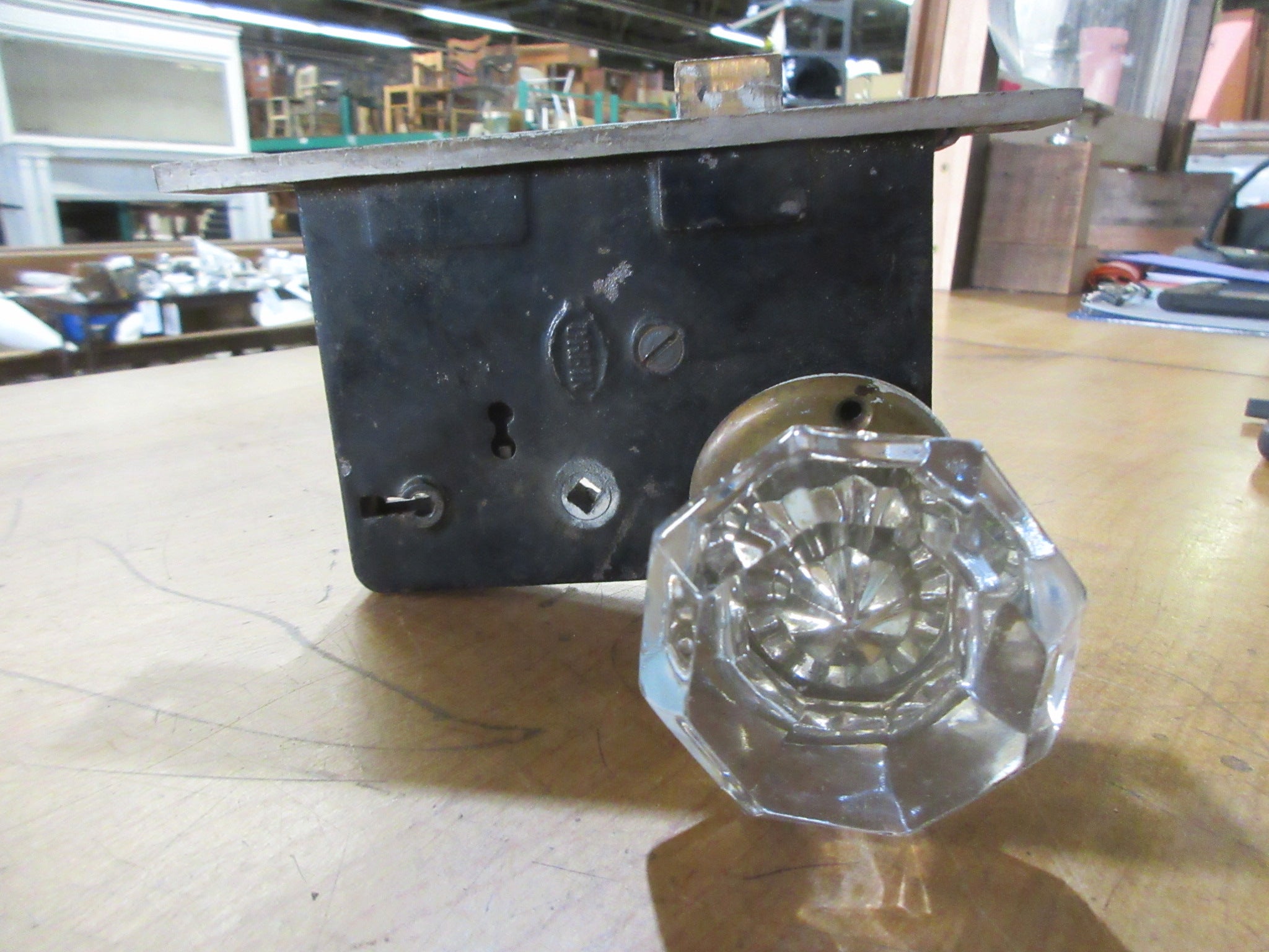 Vintage Glass Door Knob Set with Mortise