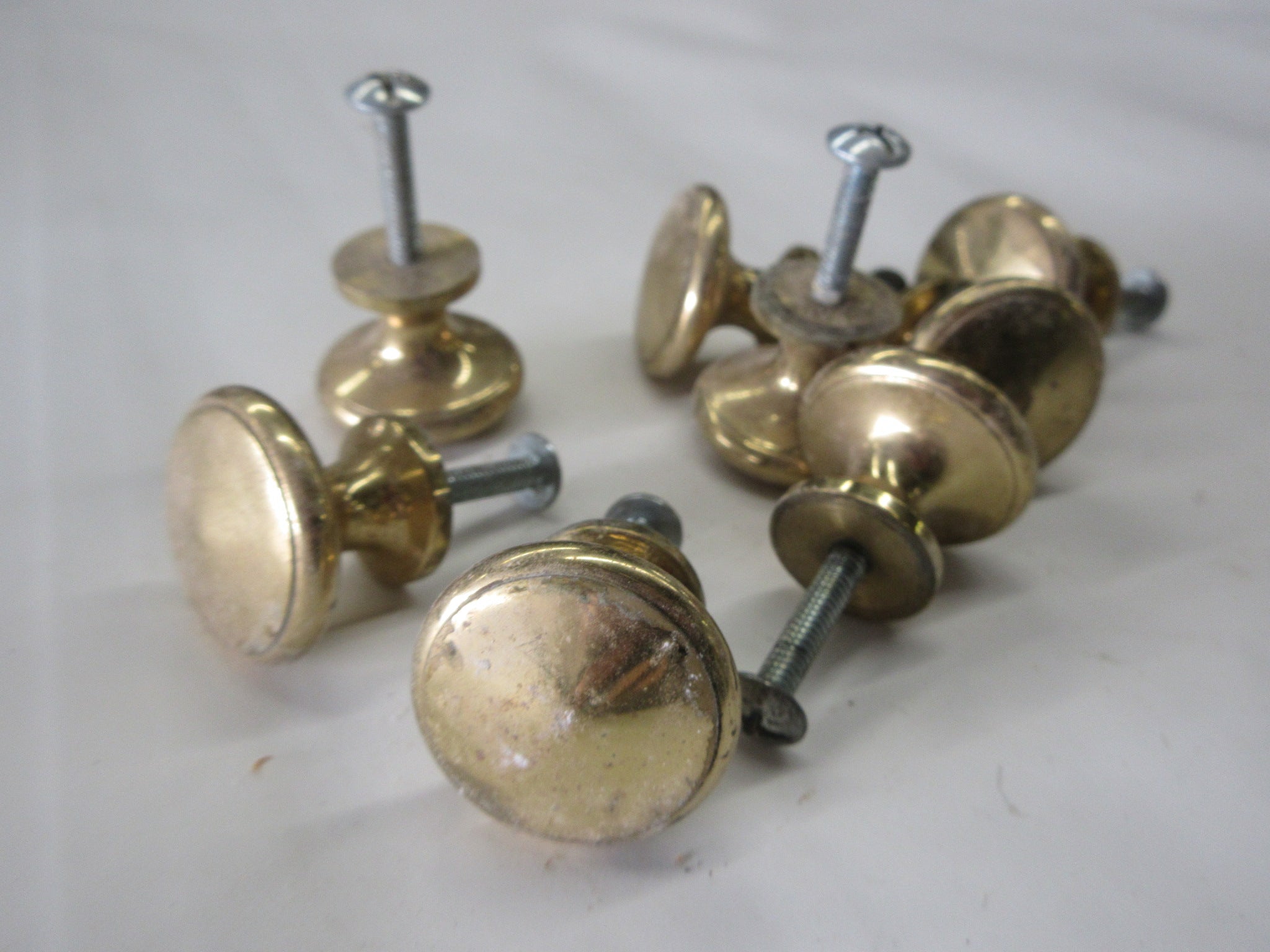 Vintage Brass Round Drawer Knobs (Set of Eight)