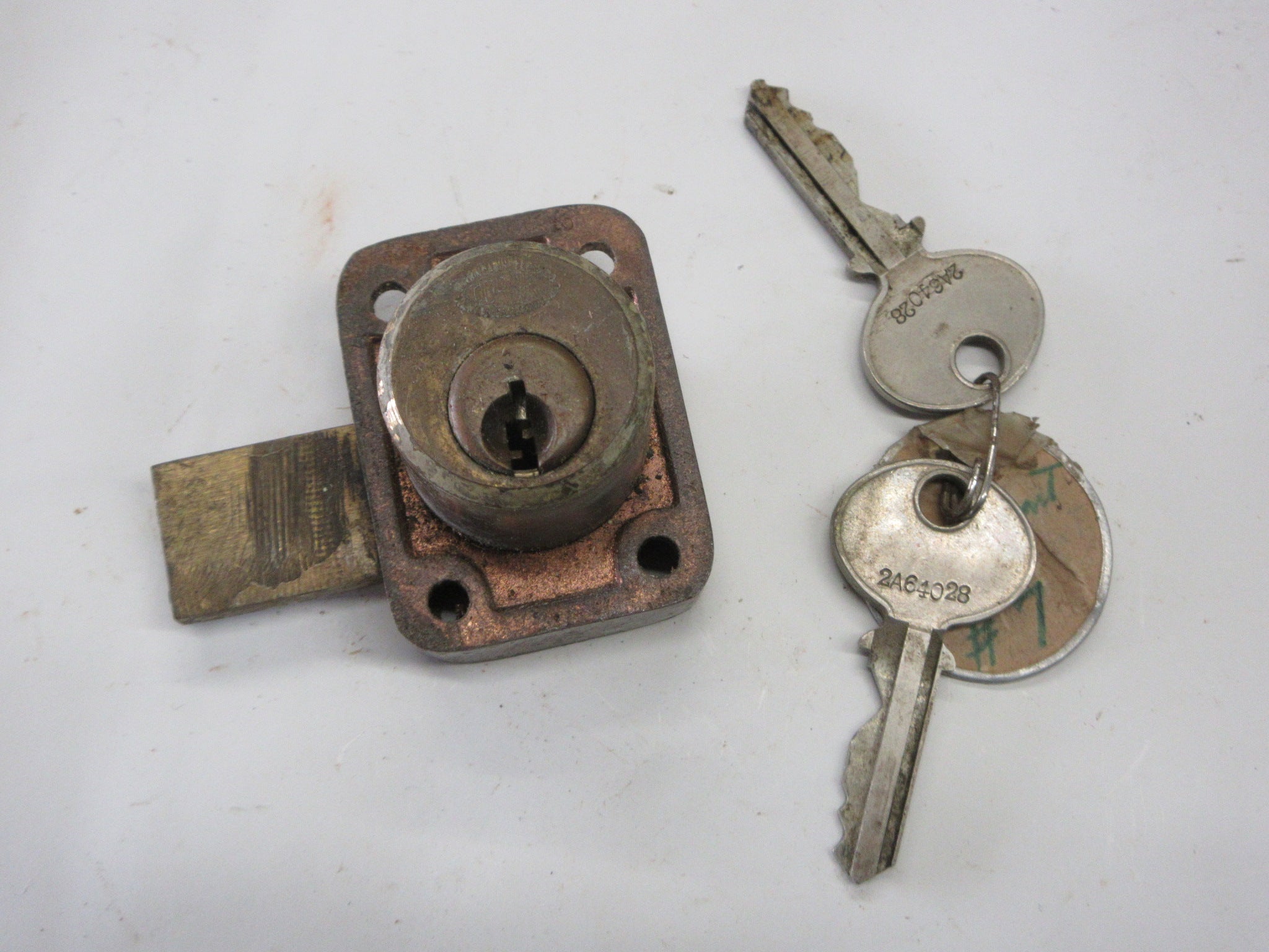Corbin Vintage Brass Cylinder Lock and Key Set