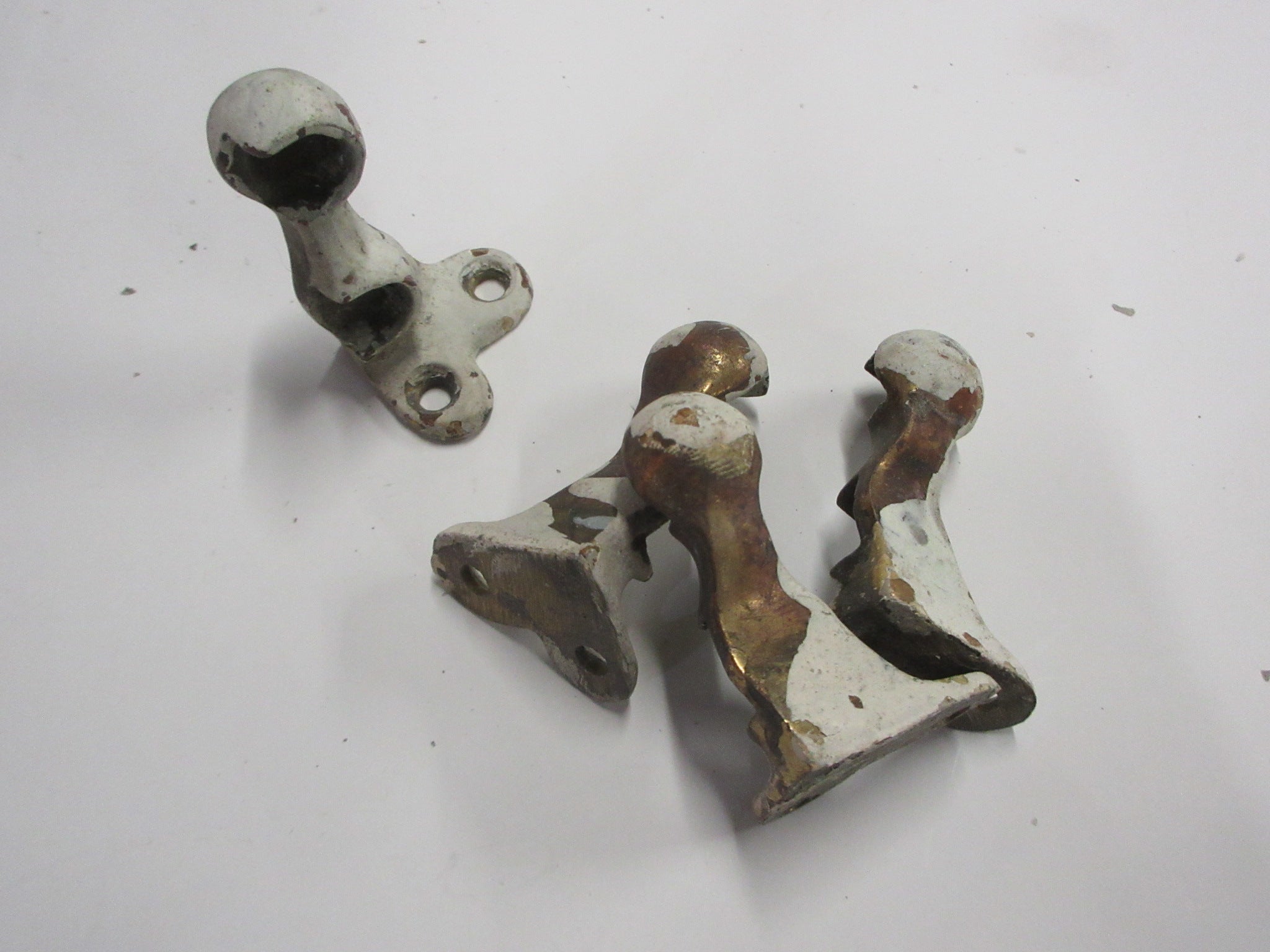 Vintage Brass Double Curtain Rod Holders (Set of Four)