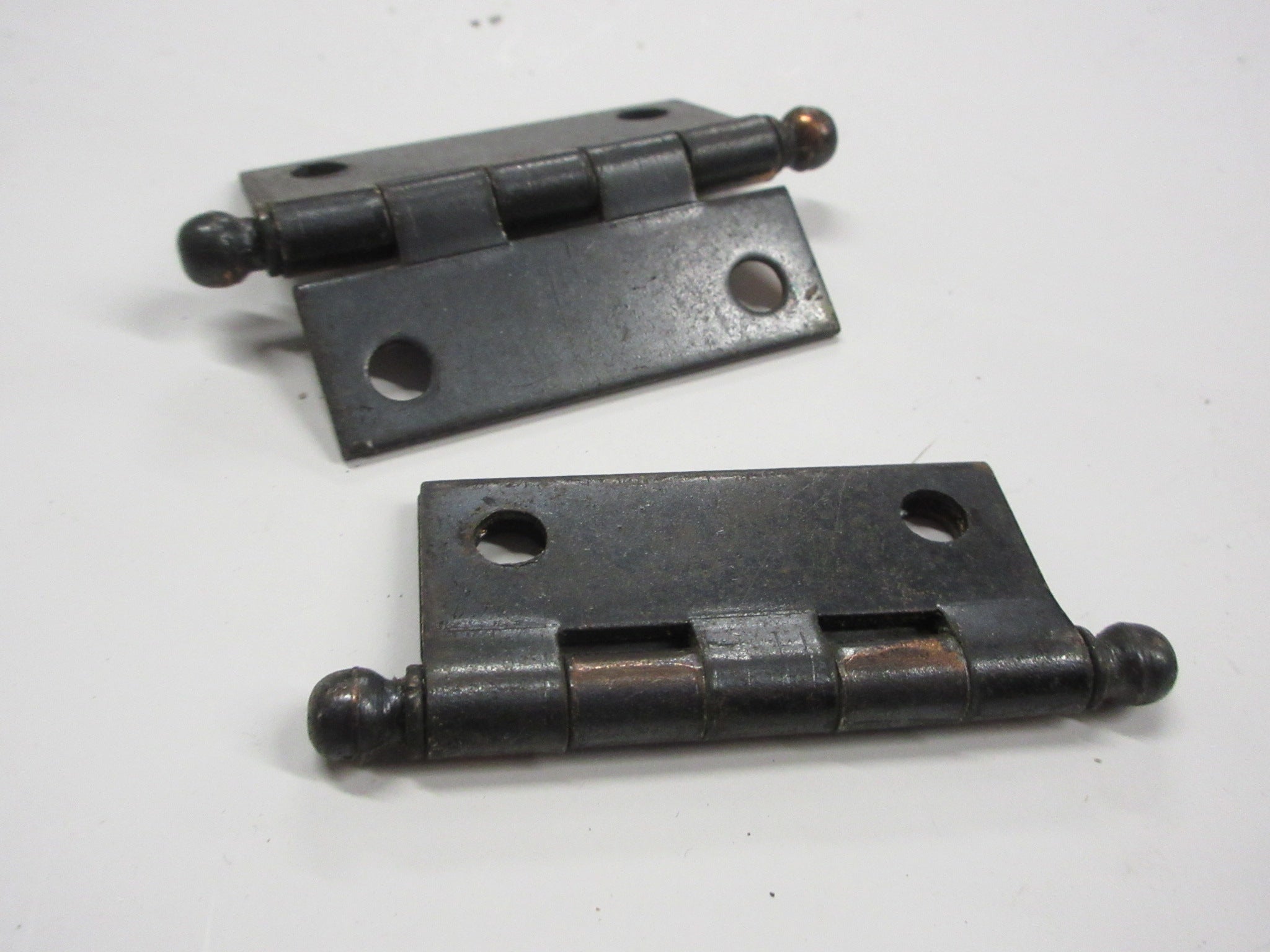 Pair of Distressed Black Ball Pin Hinges